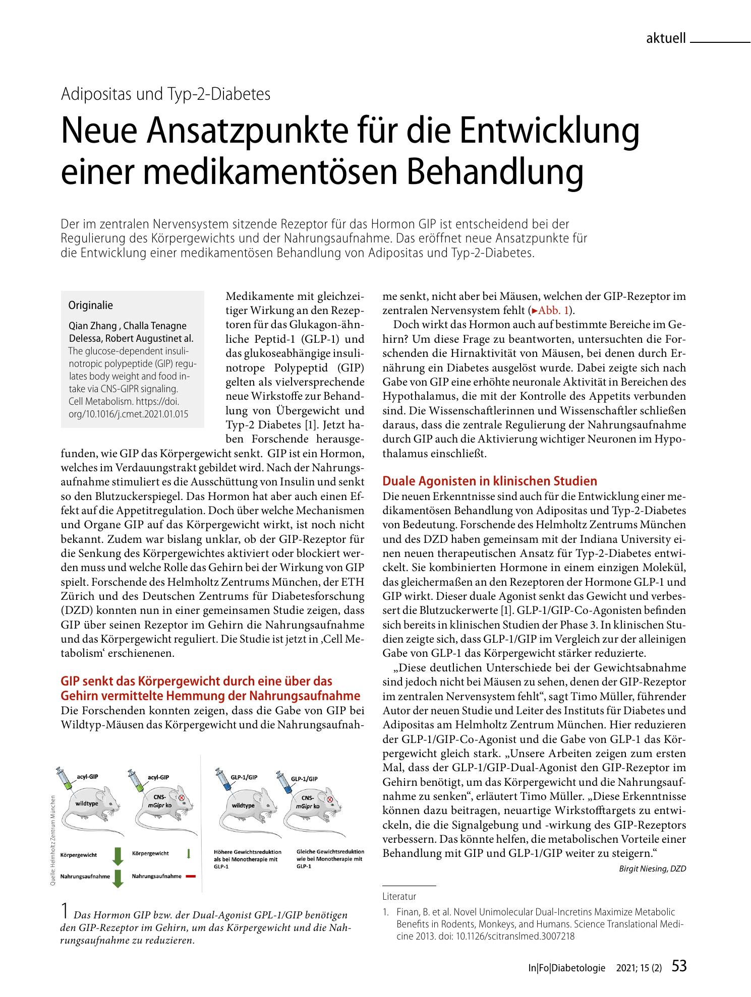 Vorschauseite 1: Neue Ansatzpunkte für die Entwicklung einer medikamentösen Behandlung