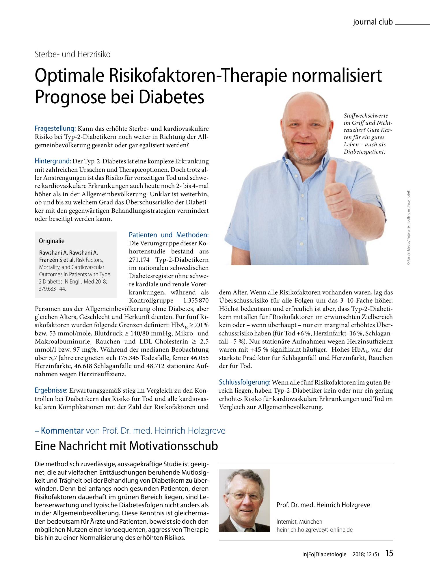 Vorschauseite 1: Optimale Risikofaktoren-Therapie normalisiert Prognose bei Diabetes