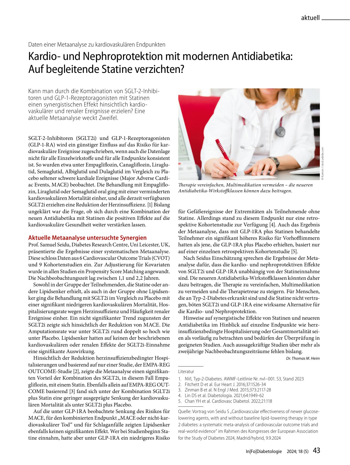 Vorschauseite 1: Kardio- und Nephroprotektion mit modernen Antidiabetika: Auf begleitende Statine verzichten?