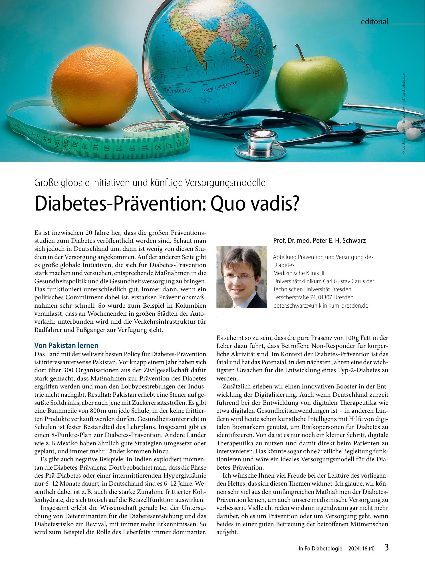 Vorschauseite 1: Diabetes-Prävention: Quo vadis?