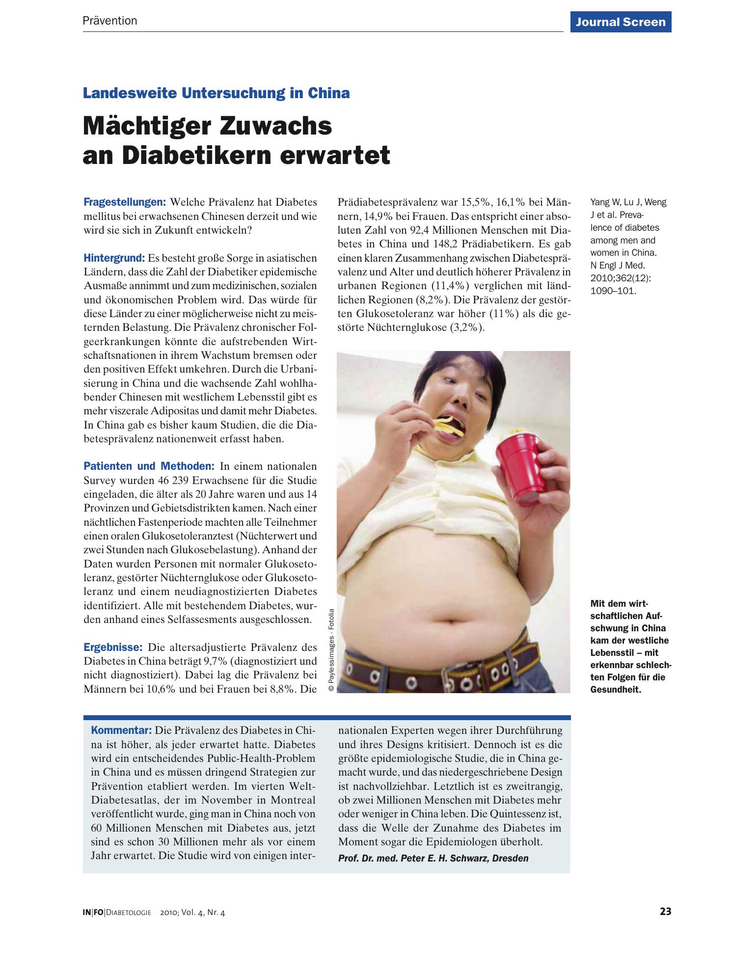 Vorschauseite 1: Mächtiger Zuwachs an Diabetikern erwartet