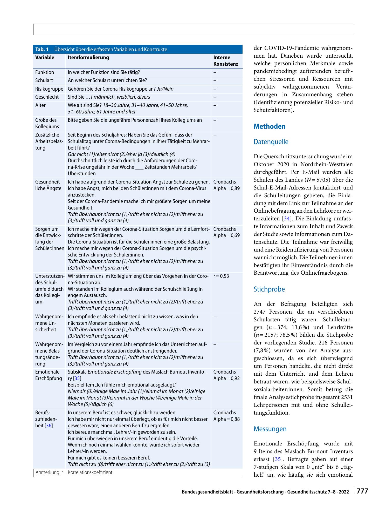 Vorschauseite 2: Emotionale Erschöpfung und Berufszufriedenheit von Lehrpersonal während der COVID-19-Pandemie