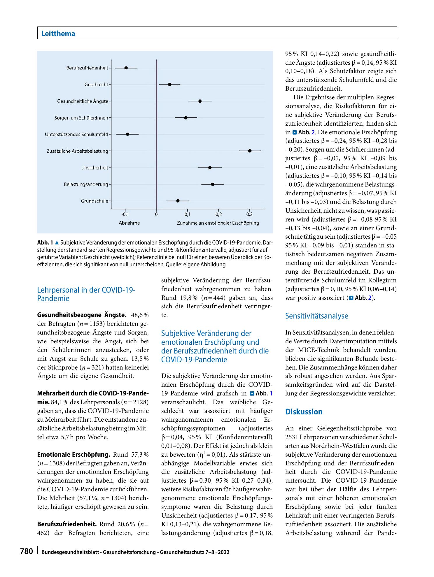 Vorschauseite 5: Emotionale Erschöpfung und Berufszufriedenheit von Lehrpersonal während der COVID-19-Pandemie