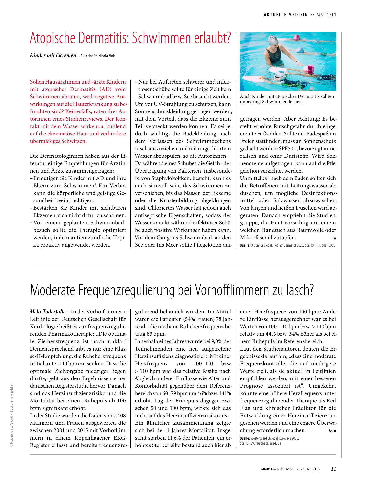 Vorschauseite 1: Moderate Frequenzregulierung bei Vorhofflimmern zu lasch?