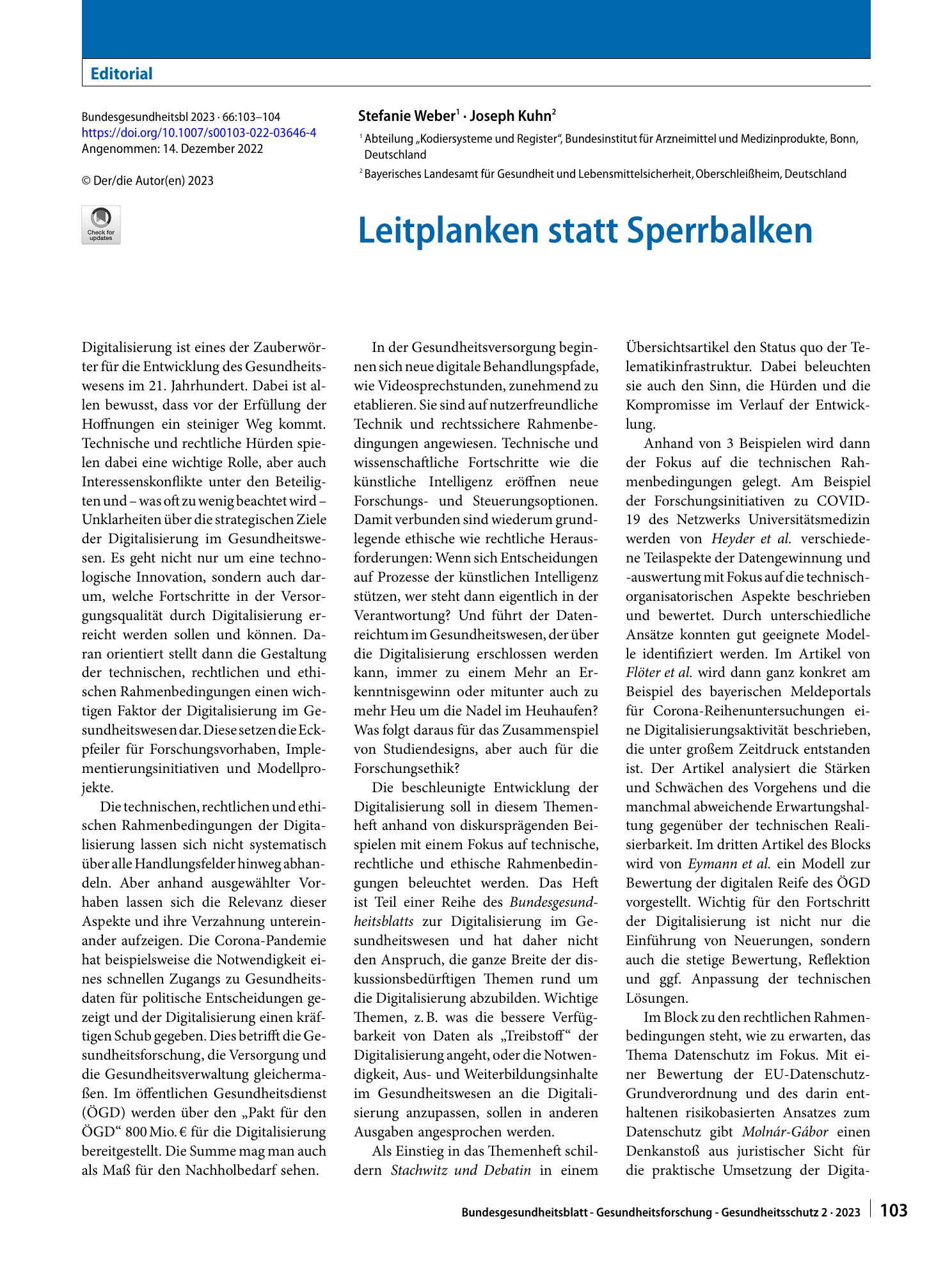 Vorschauseite 1: Leitplanken statt Sperrbalken