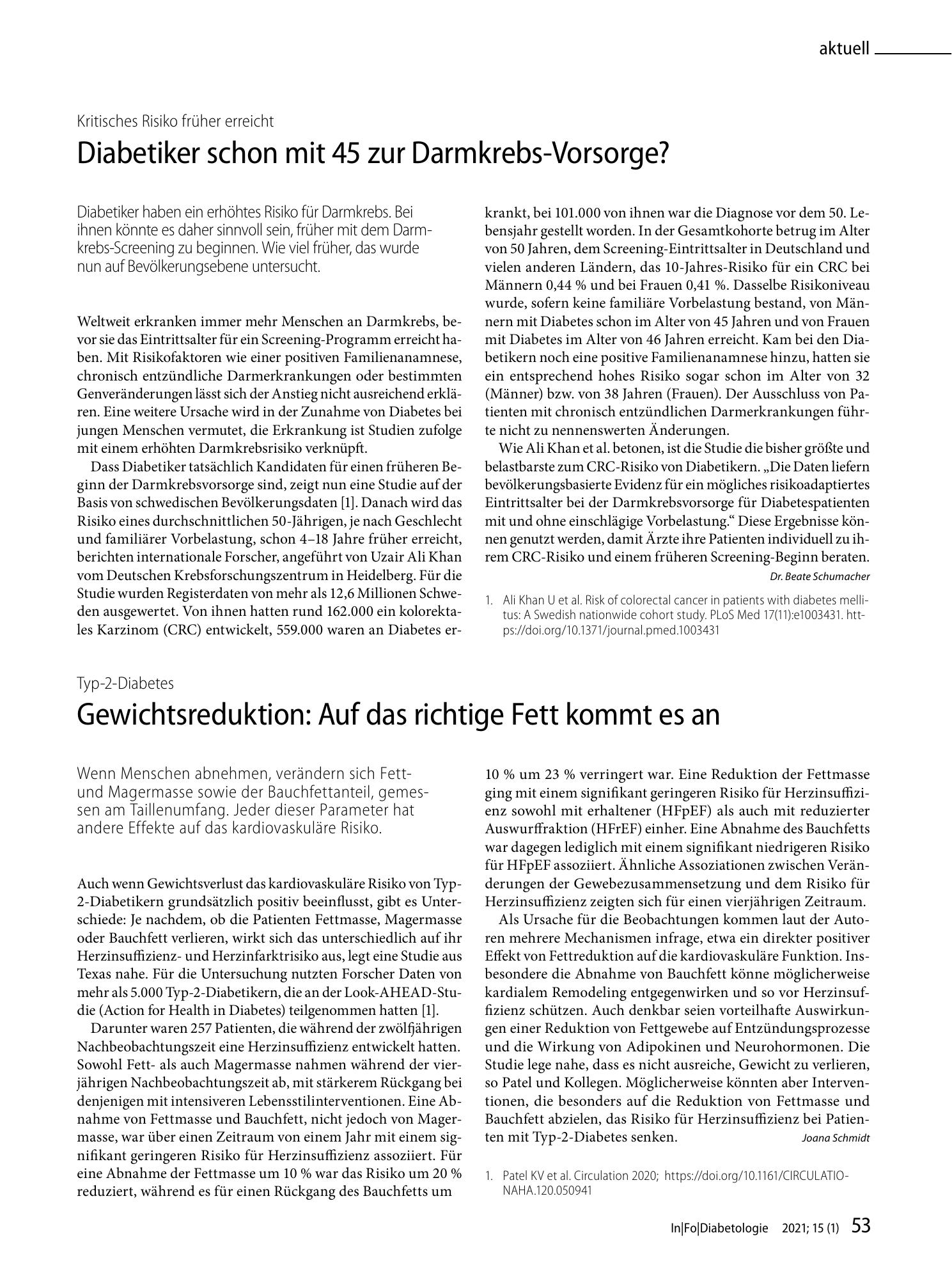 Vorschauseite 1: Diabetiker schon mit 45 zur Darmkrebs-Vorsorge?