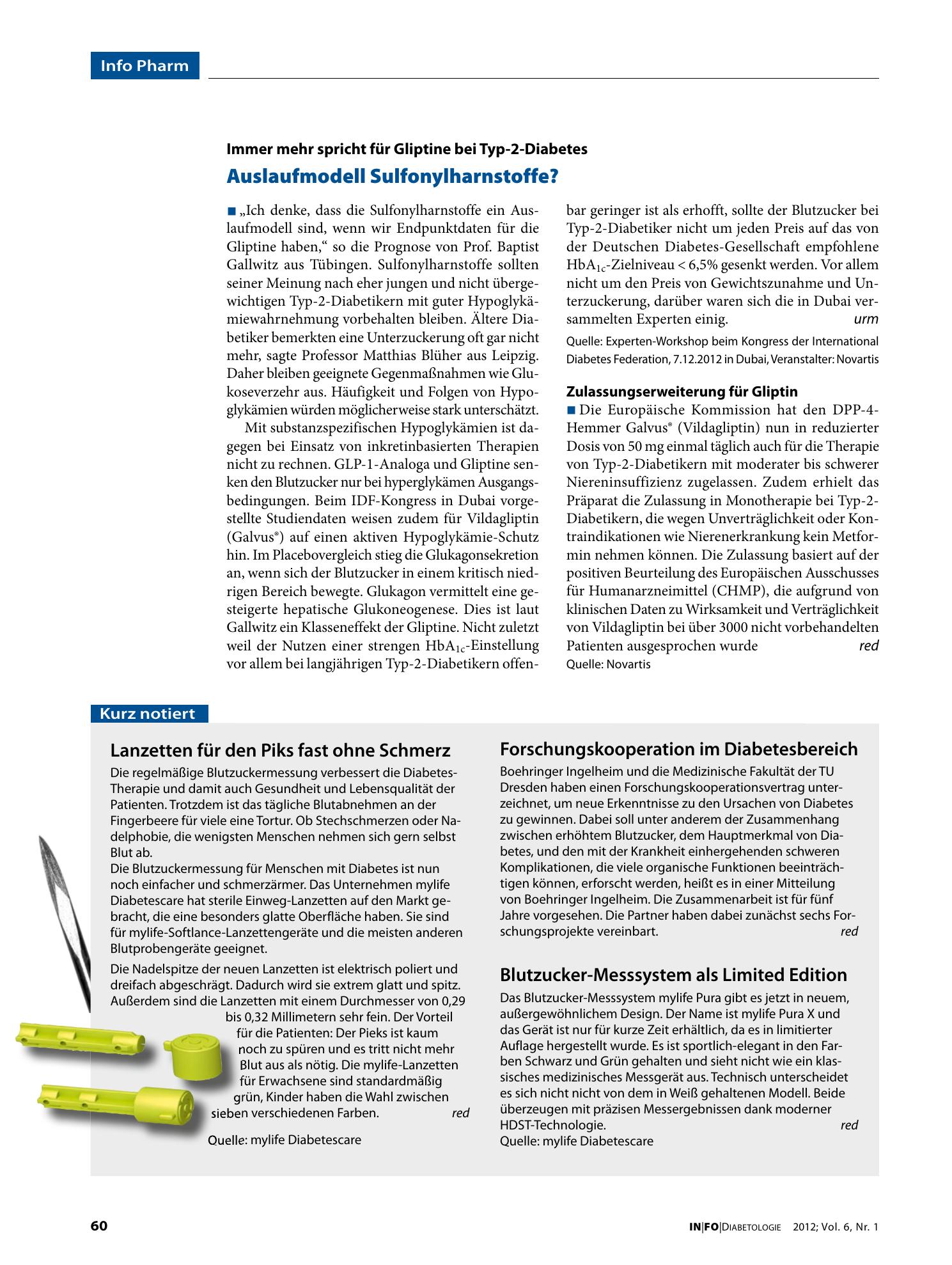 Vorschauseite 1: Zulassungserweiterung für Gliptin