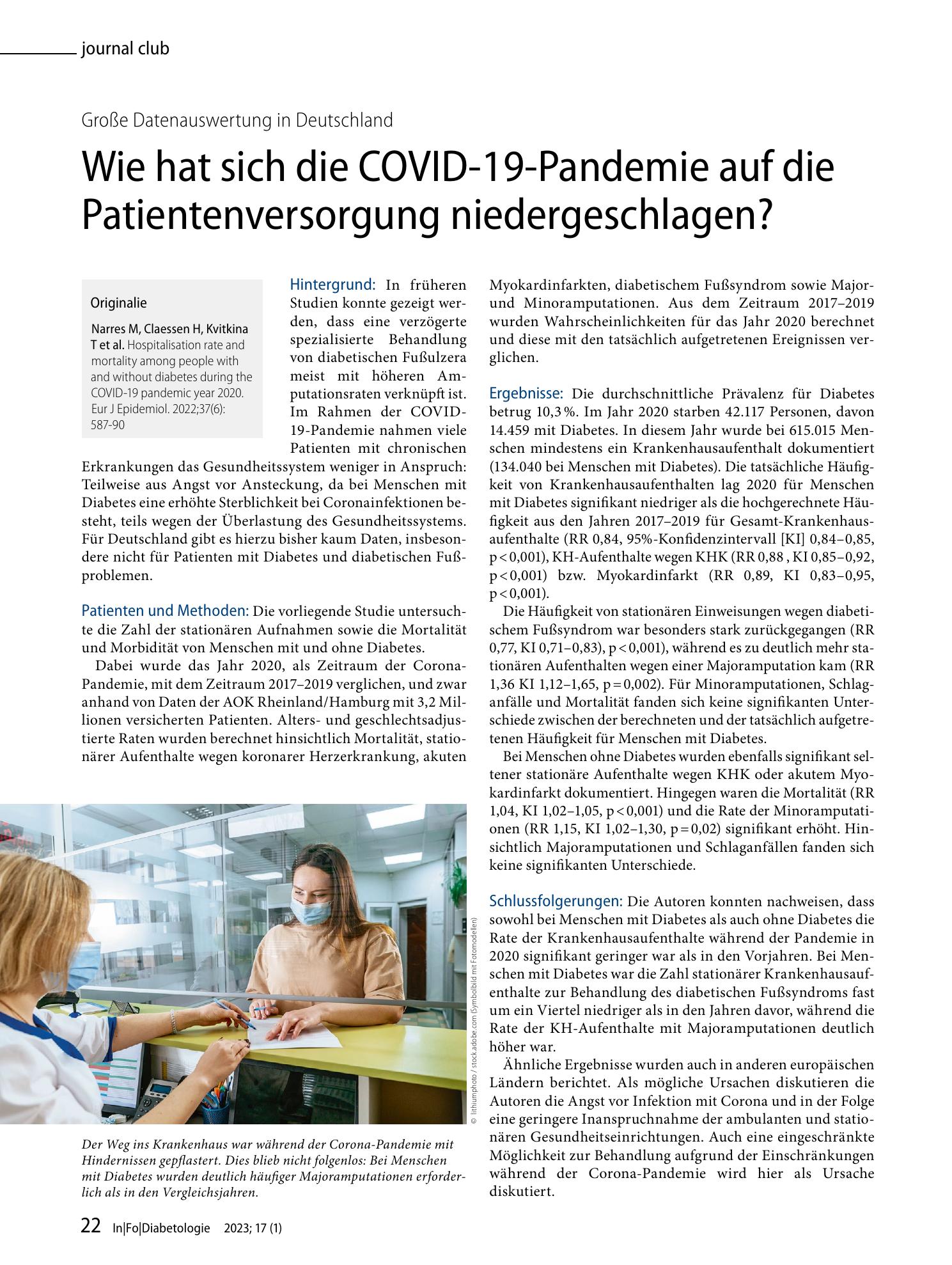 Vorschauseite 1: Wie hat sich die COVID-19-Pandemie auf die Patientenversorgung niedergeschlagen?