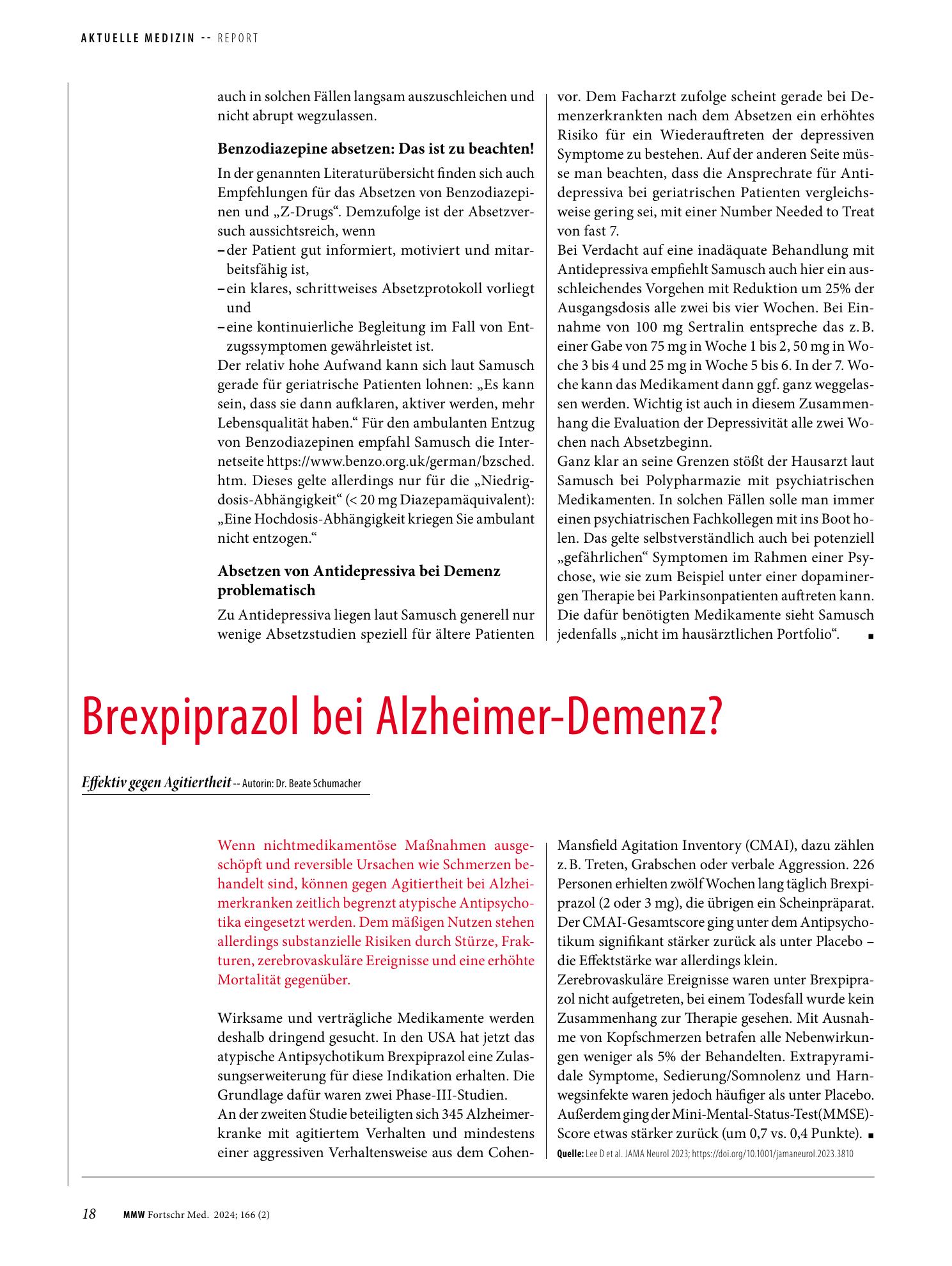 Vorschauseite 1: Brexpiprazol bei Alzheimer-Demenz?