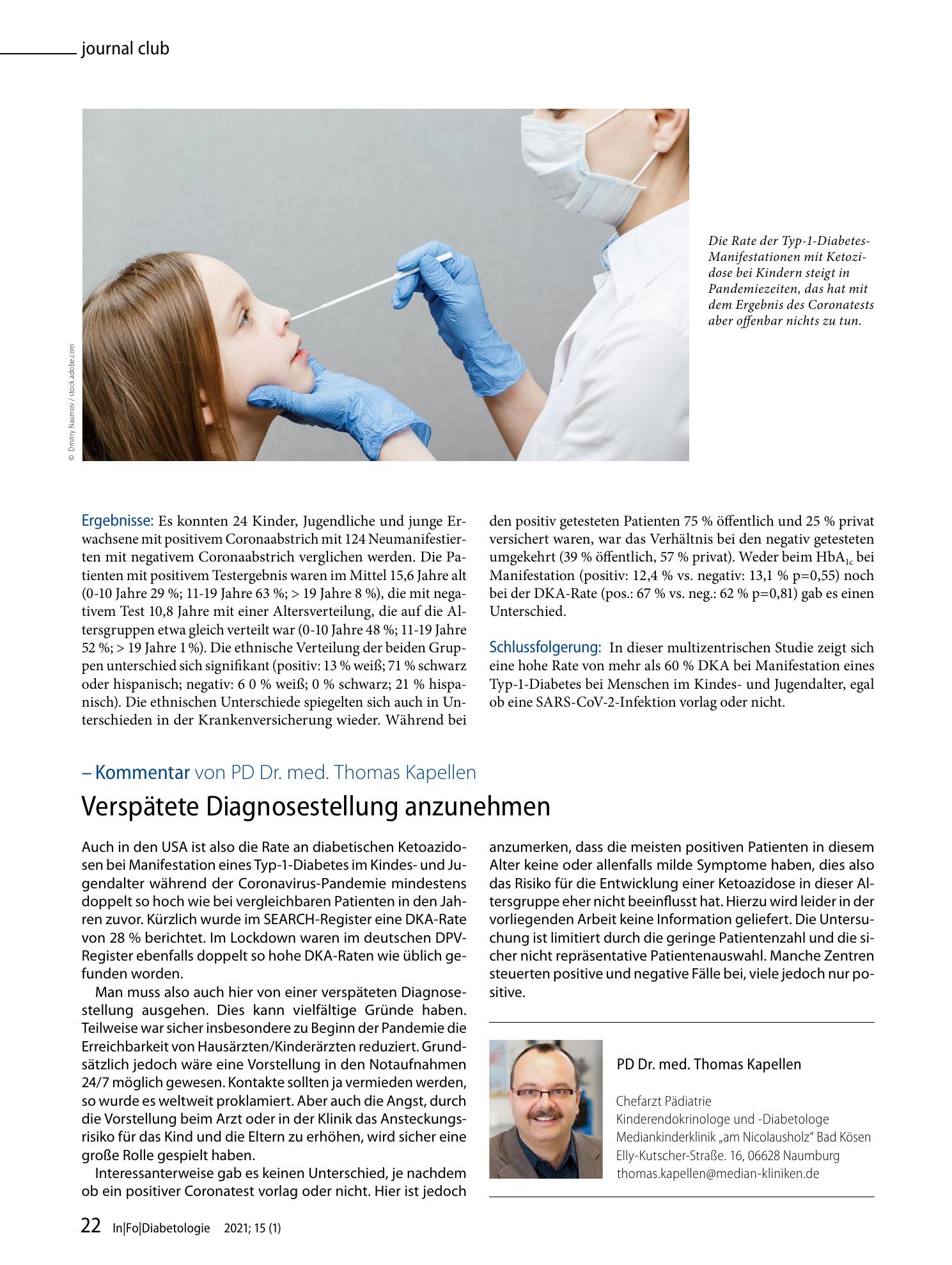 Vorschauseite 2: Mehr Ketoazidosen bei jungen Menschen mit Diabetesmanifestation in Pandemiezeiten