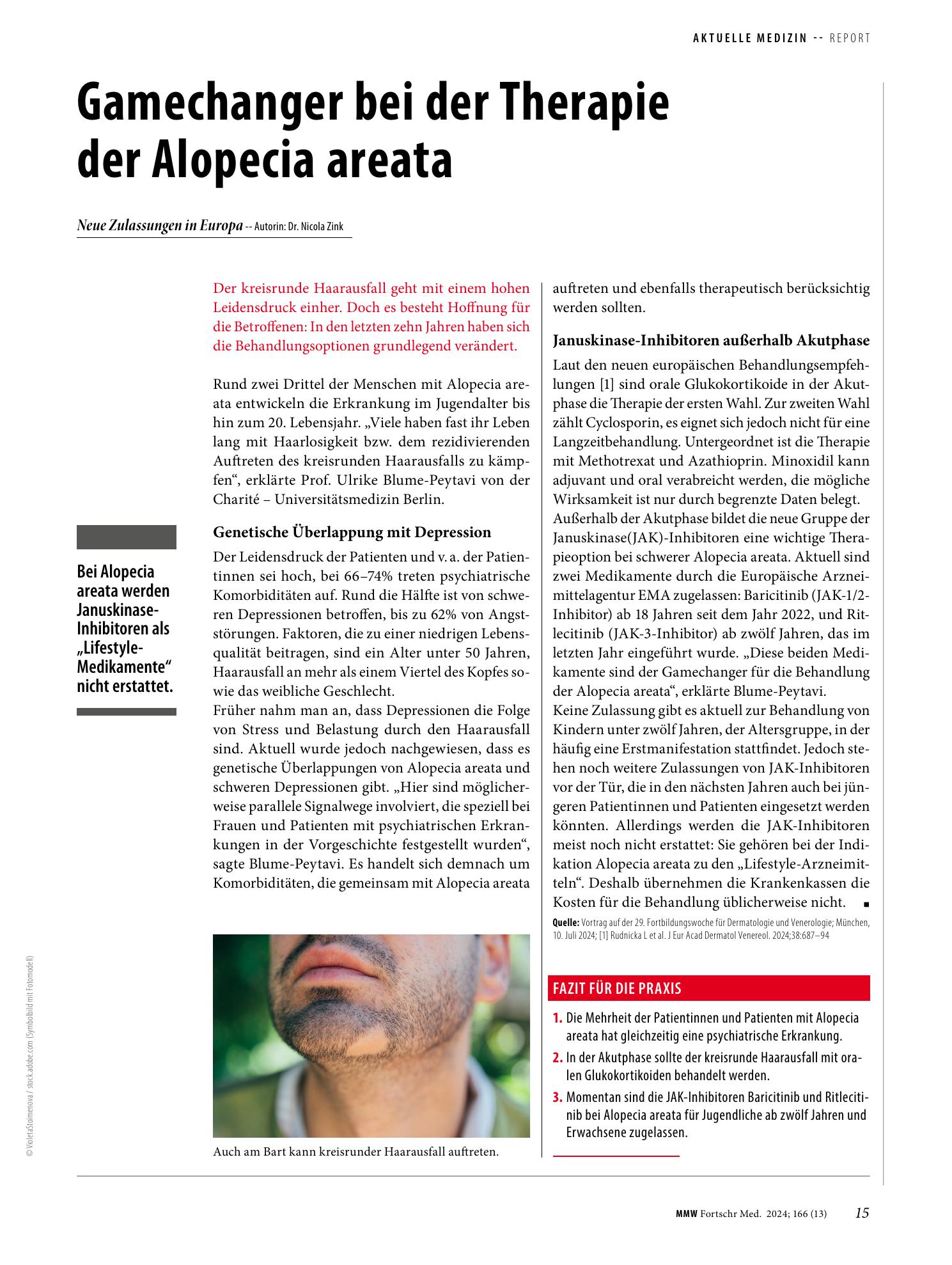 Vorschauseite 1: Gamechanger bei der Therapie der Alopecia areata