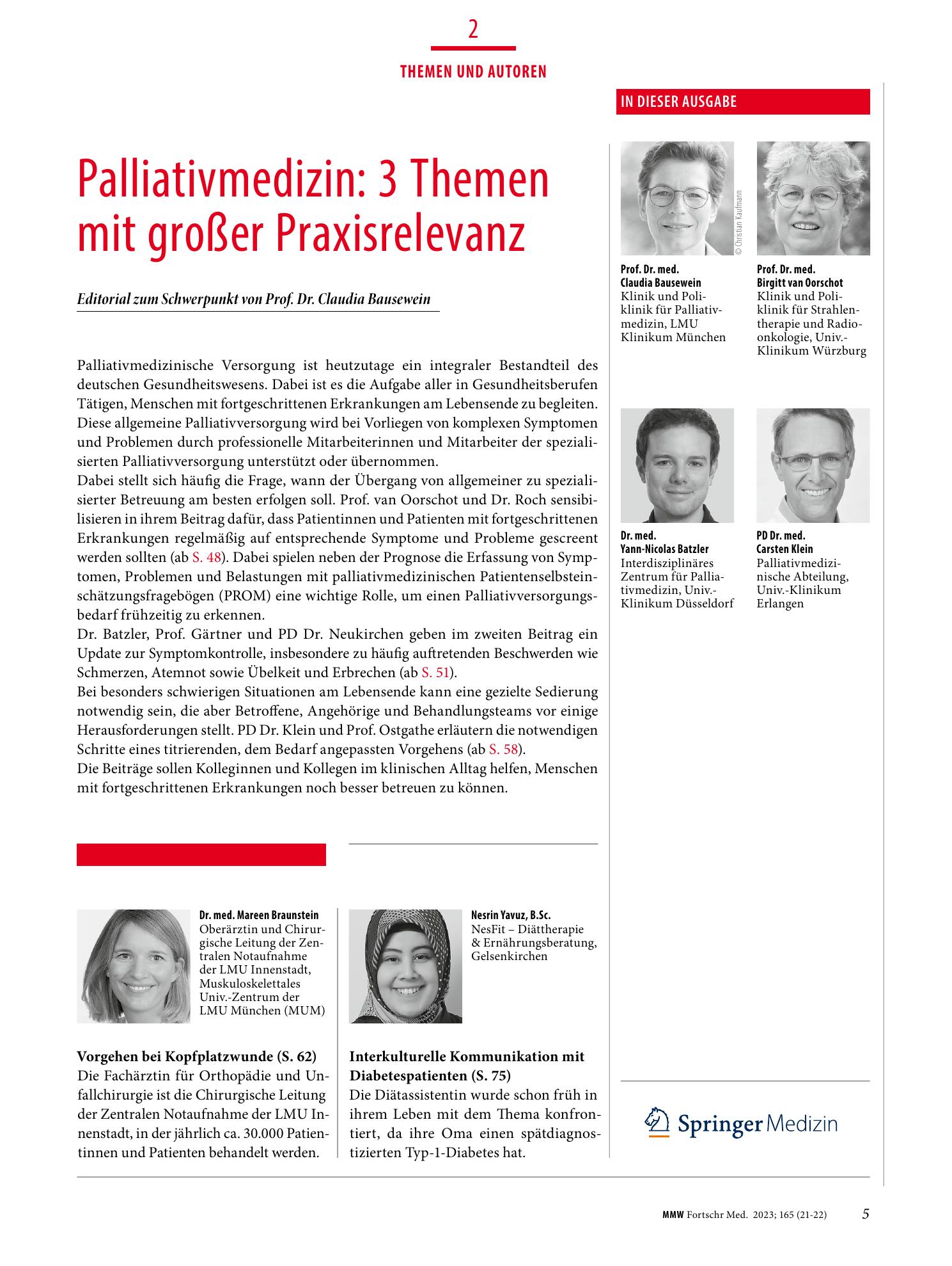 Vorschauseite 1: Palliativmedizin: 3 Themen mit großer Praxisrelevanz