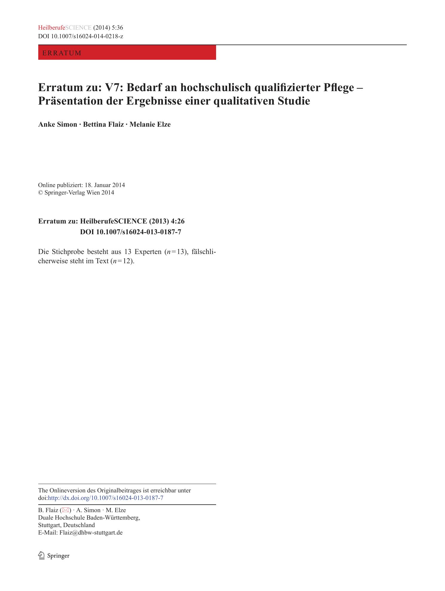 Vorschauseite 1: Erratum zu: V7: Bedarf an hochschulisch qualifizierter Pflege – Präsentation der Ergebnisse einer qualitativen Studie