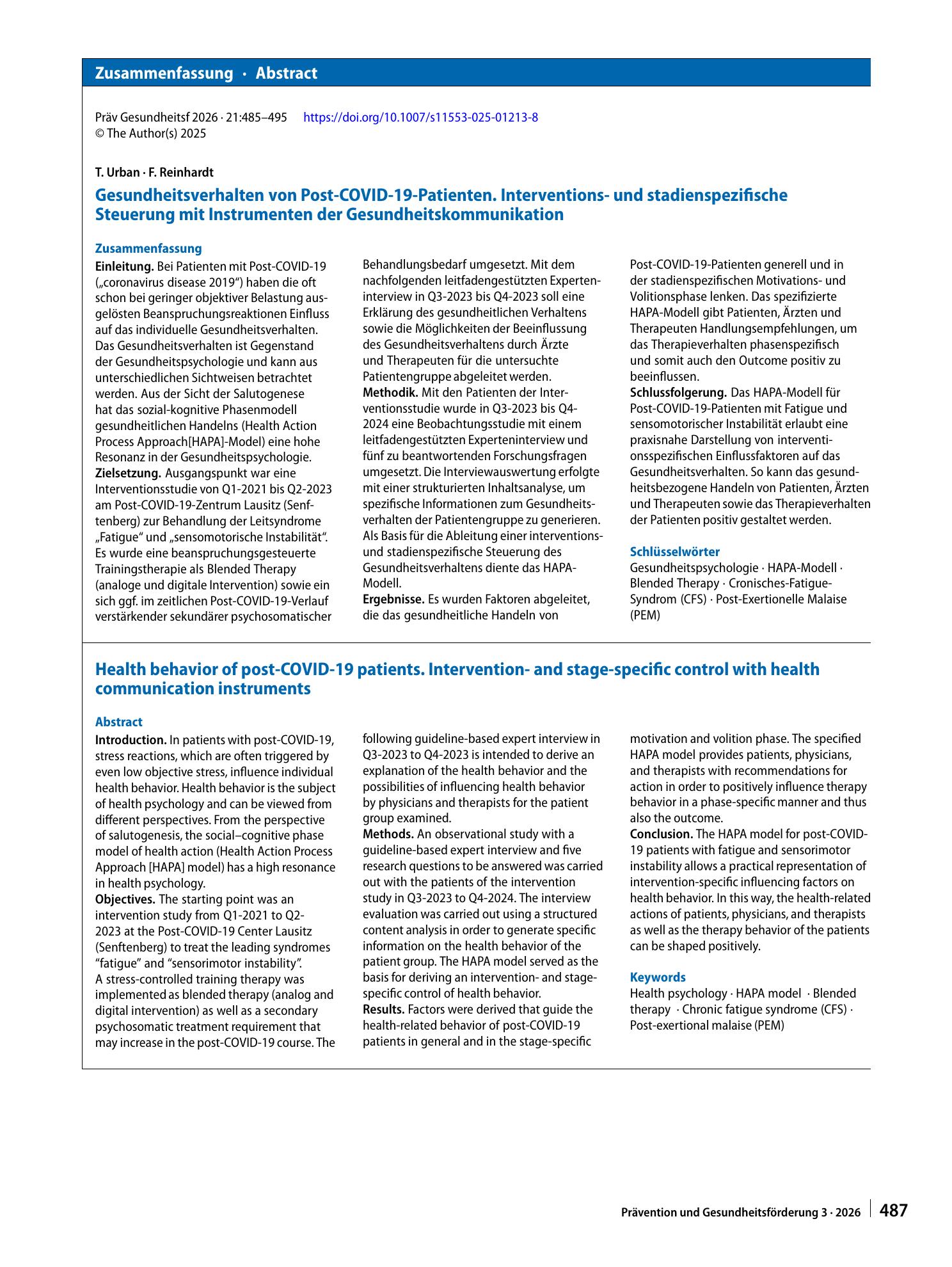 Vorschauseite 3: Gesundheitsverhalten von Post-COVID-19-Patienten