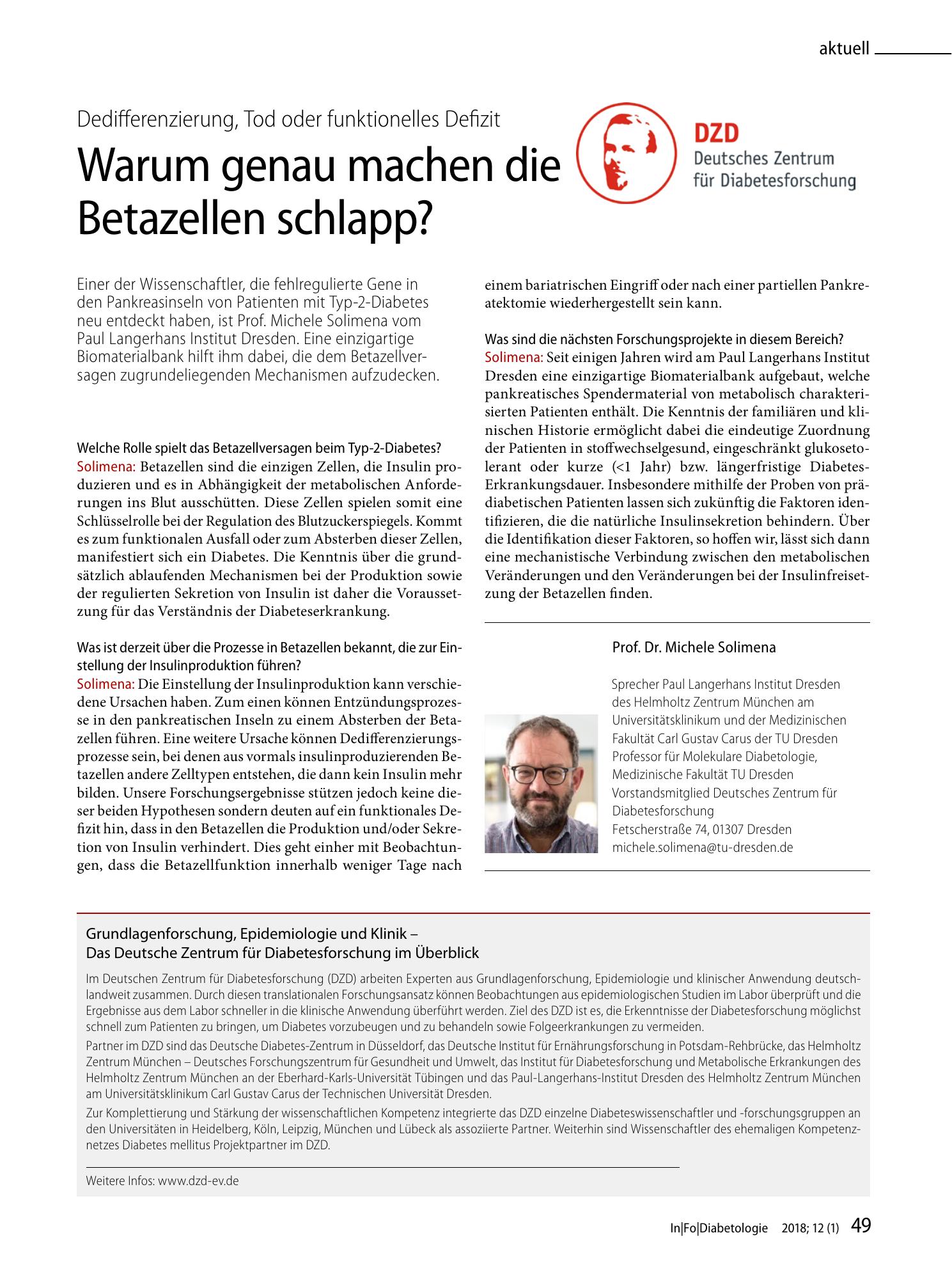 Vorschauseite 1: Warum genau machen die Betazellen schlapp?