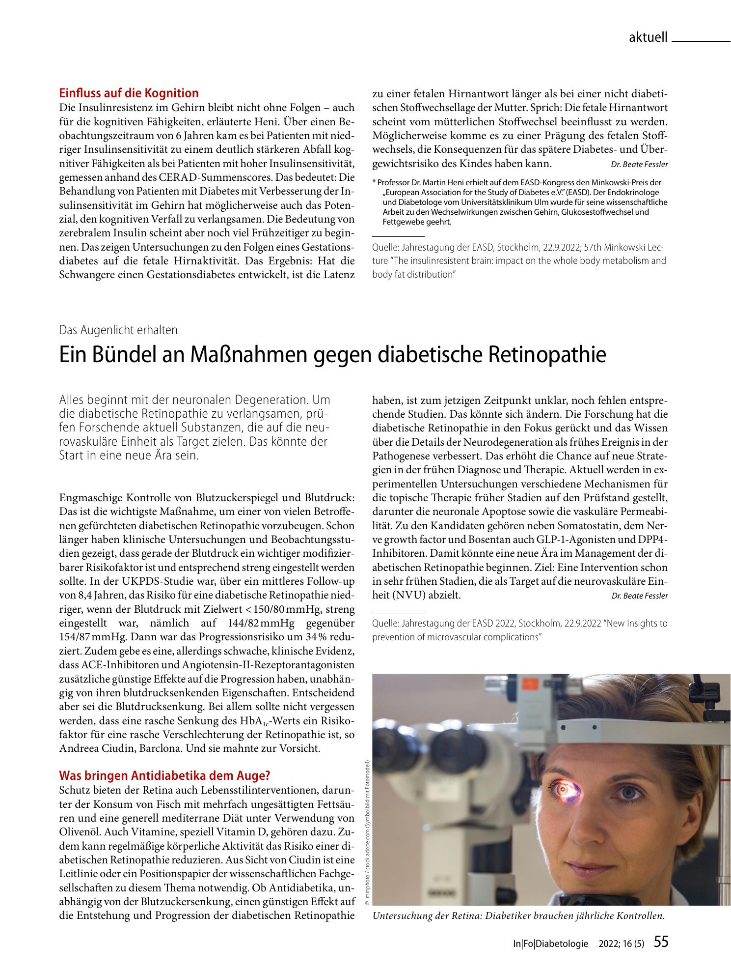Vorschauseite 1: Ein Bündel an Maßnahmen gegen diabetische Retinopathie