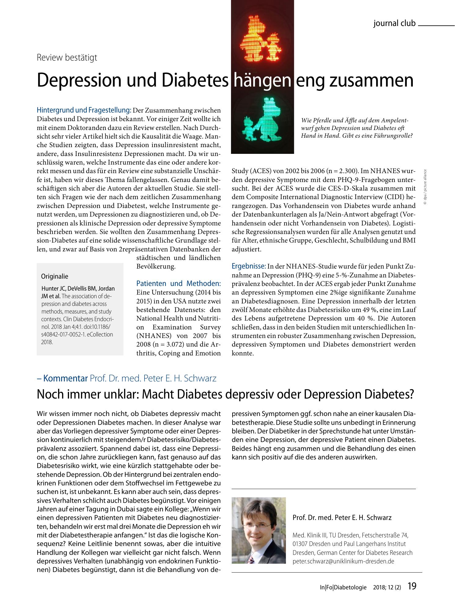 Vorschauseite 1: Depression und Diabetes hängen eng zusammen