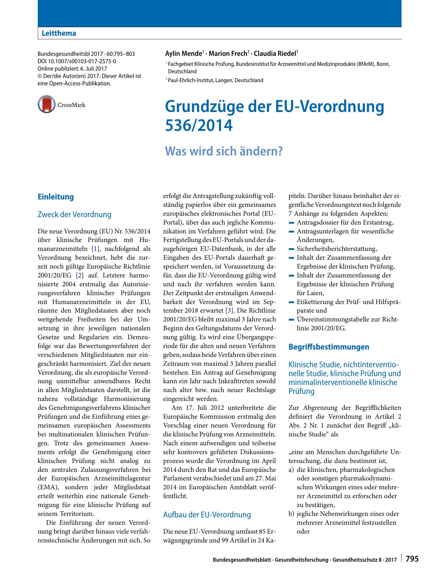 Vorschauseite 1: Grundzüge der EU-Verordnung 536/2014