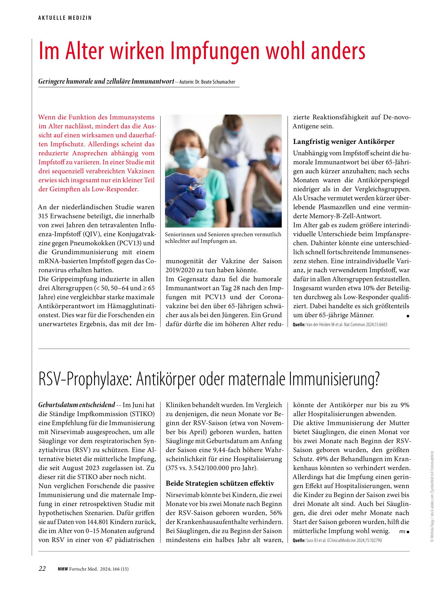 Vorschauseite 1: Im Alter wirken Impfungen wohl anders