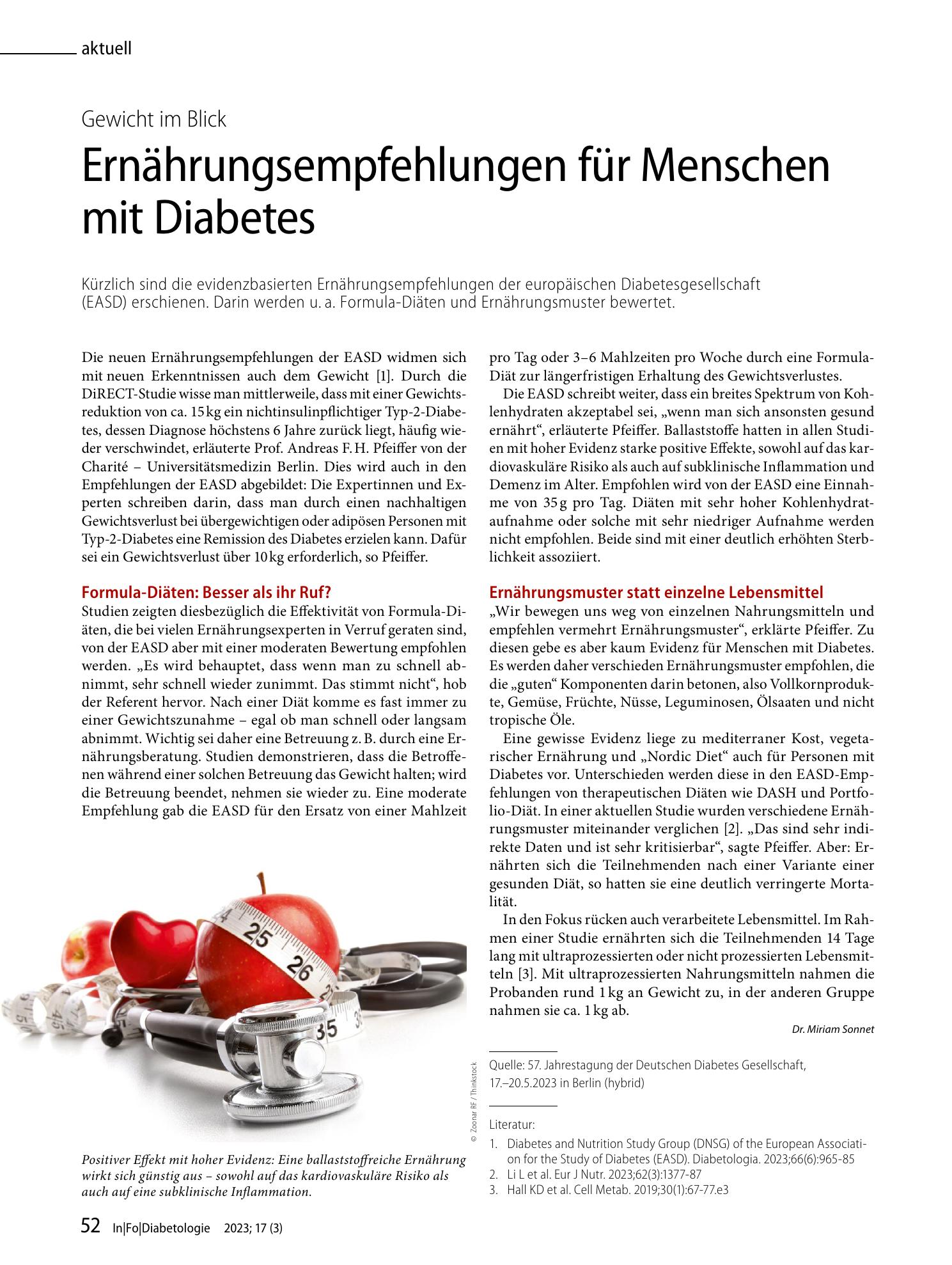Vorschauseite 1: Ernährungsempfehlungen für Menschen mit Diabetes