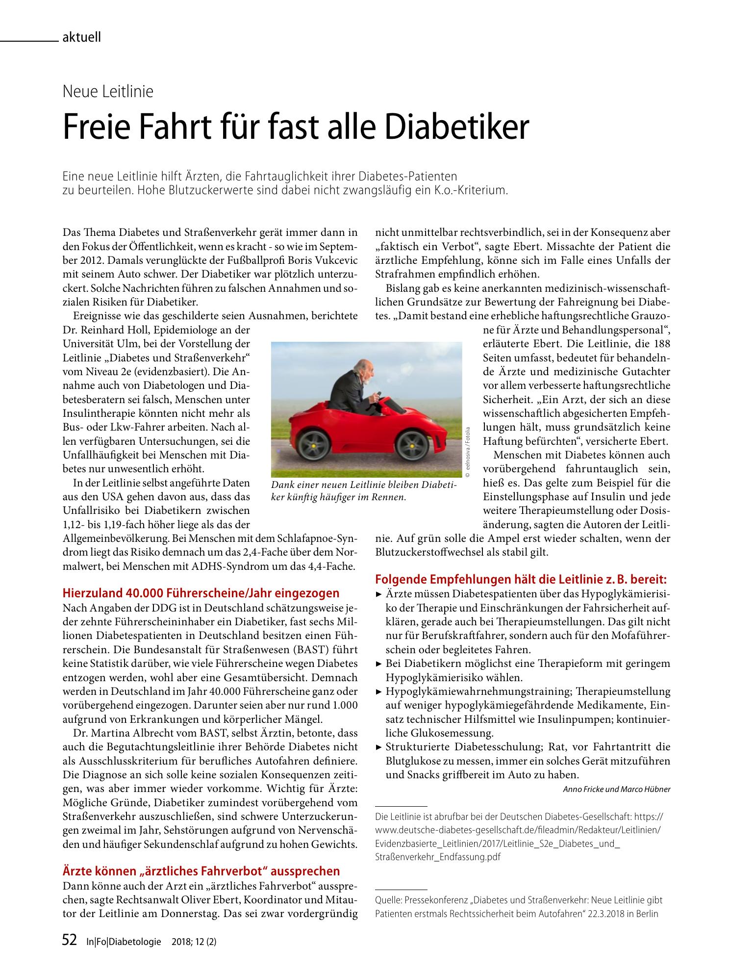 Vorschauseite 1: Freie Fahrt für fast alle Diabetiker