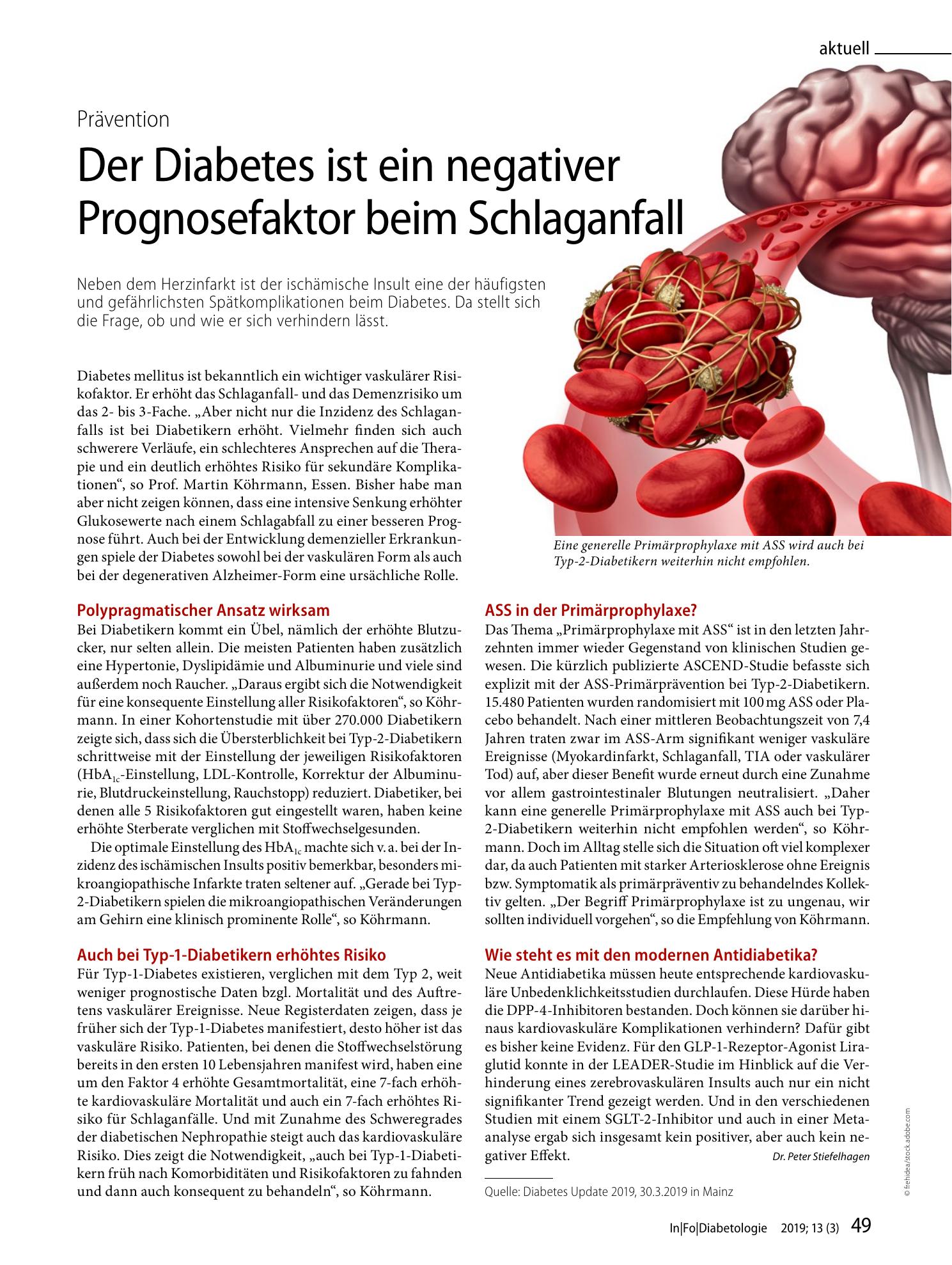 Vorschauseite 1: Der Diabetes ist ein negativer Prognosefaktor beim Schlaganfall