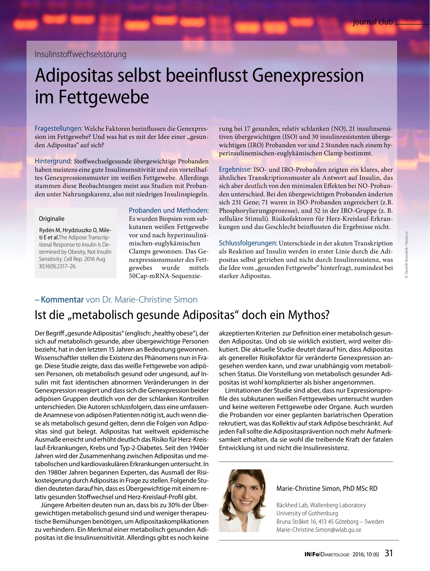 Vorschauseite 1: Adipositas selbst beeinflusst Genexpression im Fettgewebe