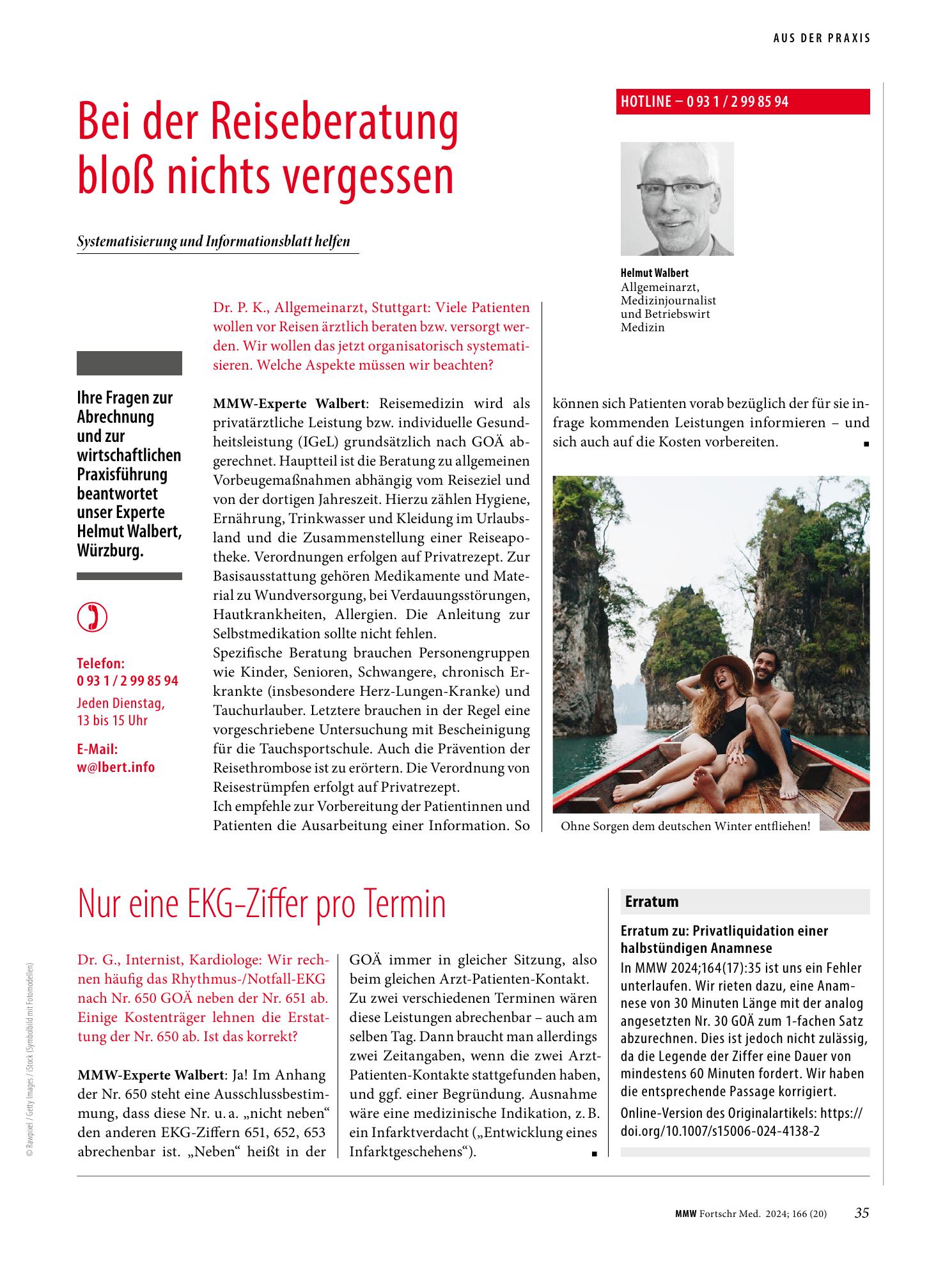 Vorschauseite 1: Nur eine EKG-Ziffer pro Termin