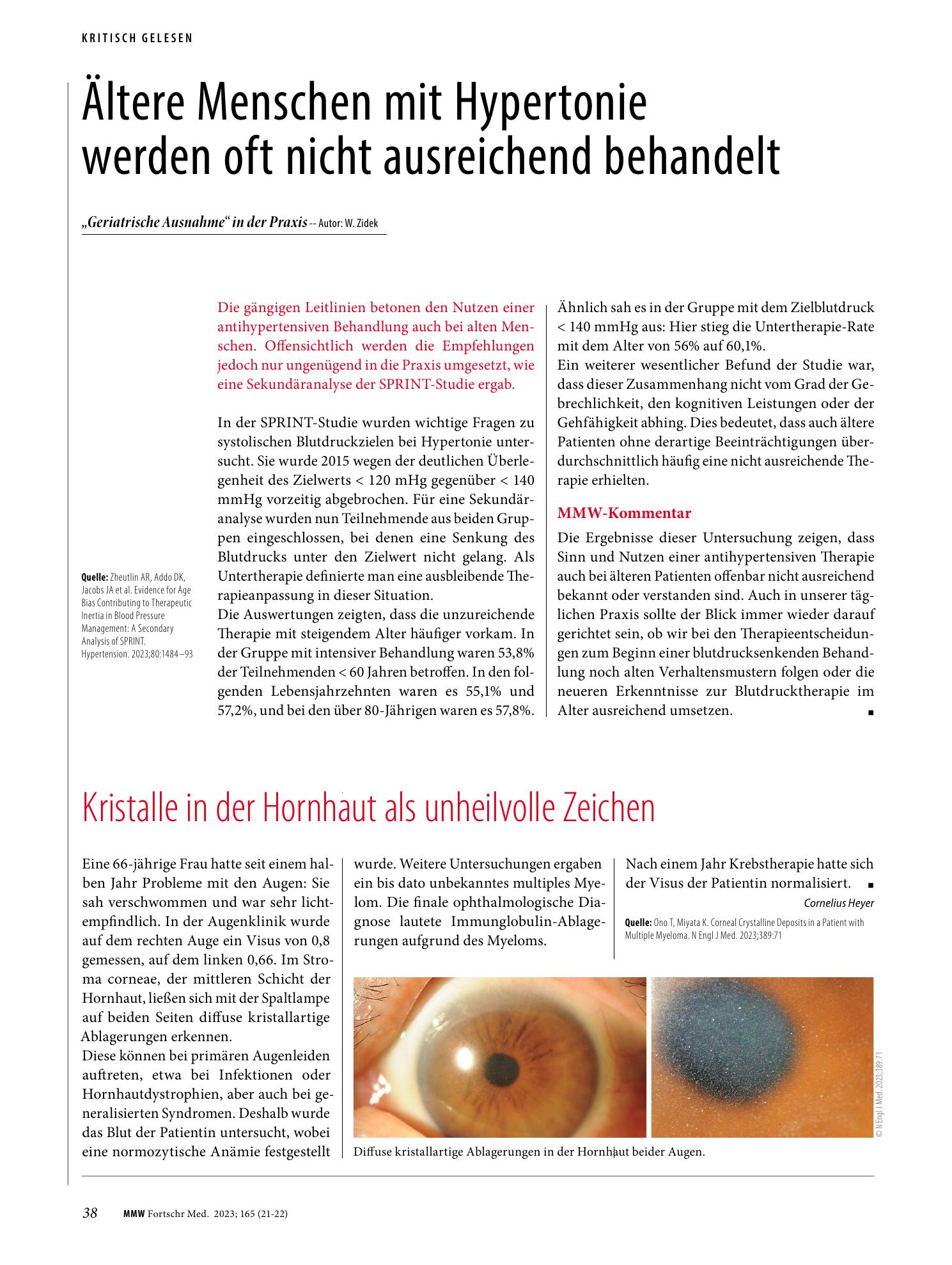 Vorschauseite 1: Ältere Menschen mit Hypertonie werden oft nicht ausreichend behandelt