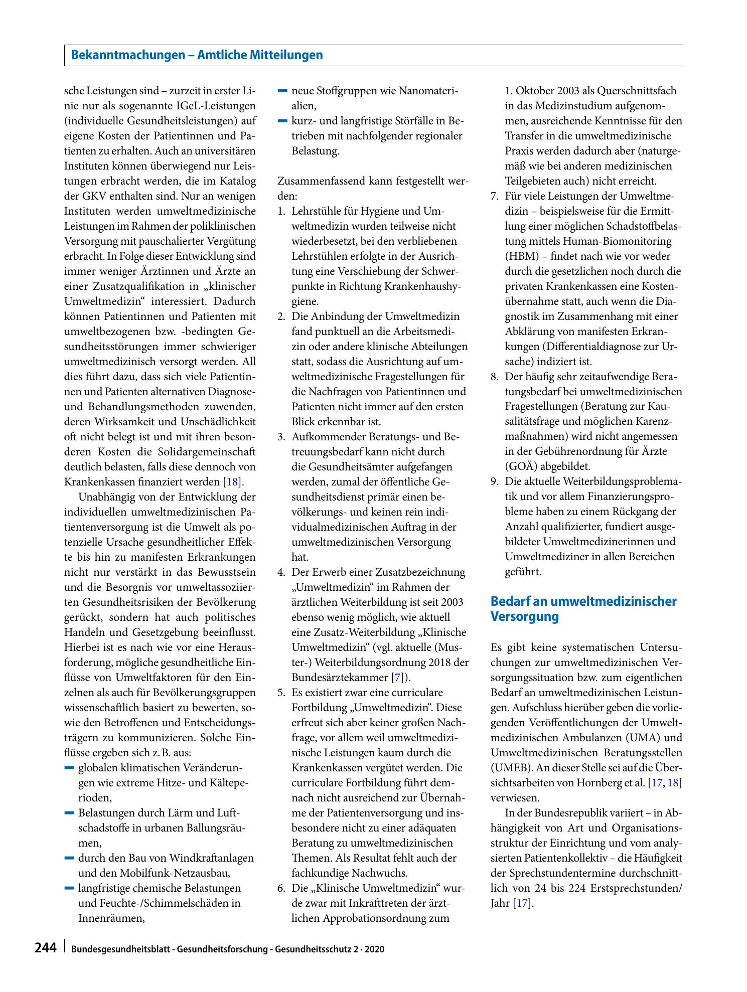 Vorschauseite 3: Umweltmedizinische Versorgungssituation von Patientinnen und Patienten in Deutschland