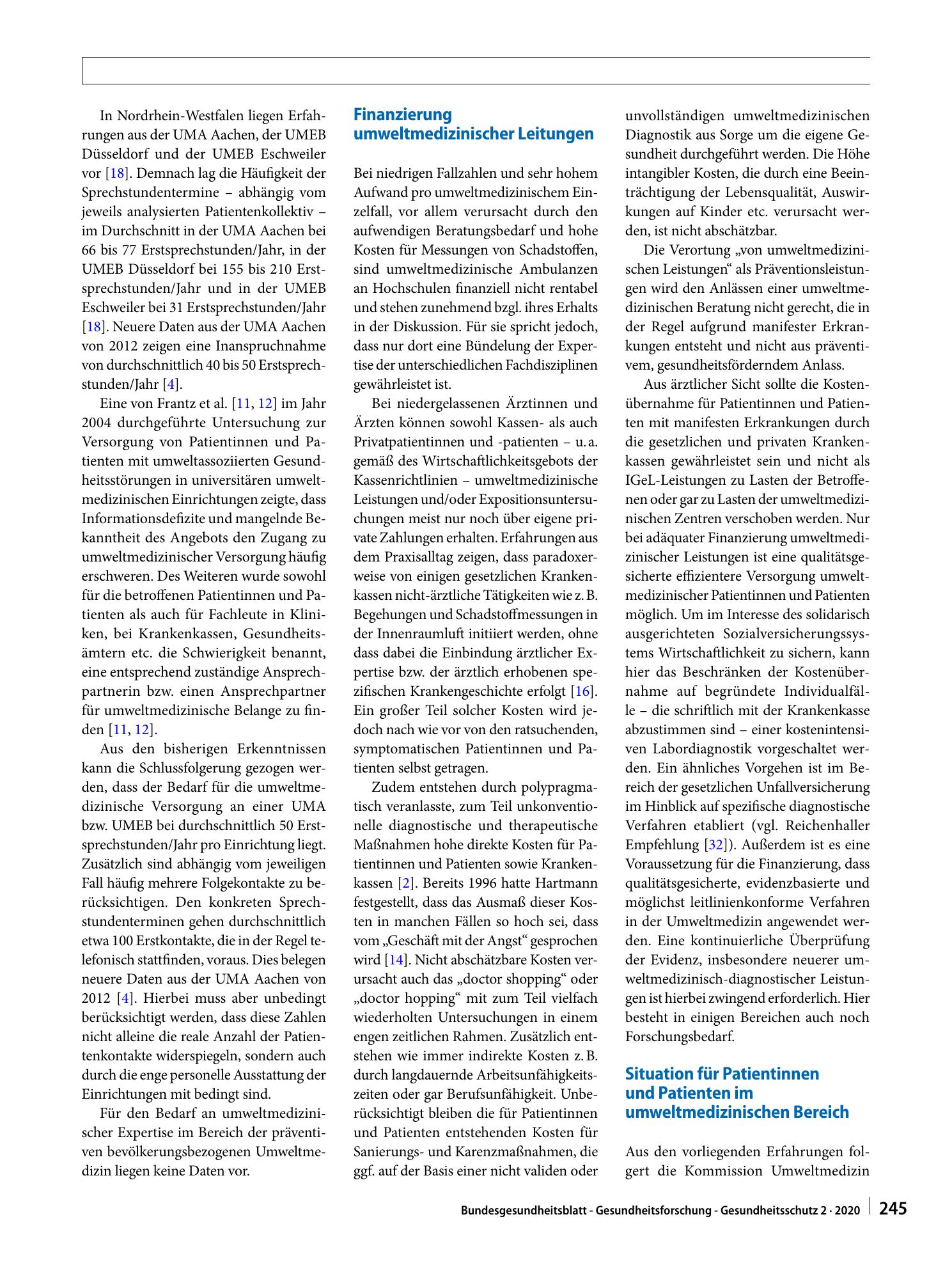 Vorschauseite 4: Umweltmedizinische Versorgungssituation von Patientinnen und Patienten in Deutschland