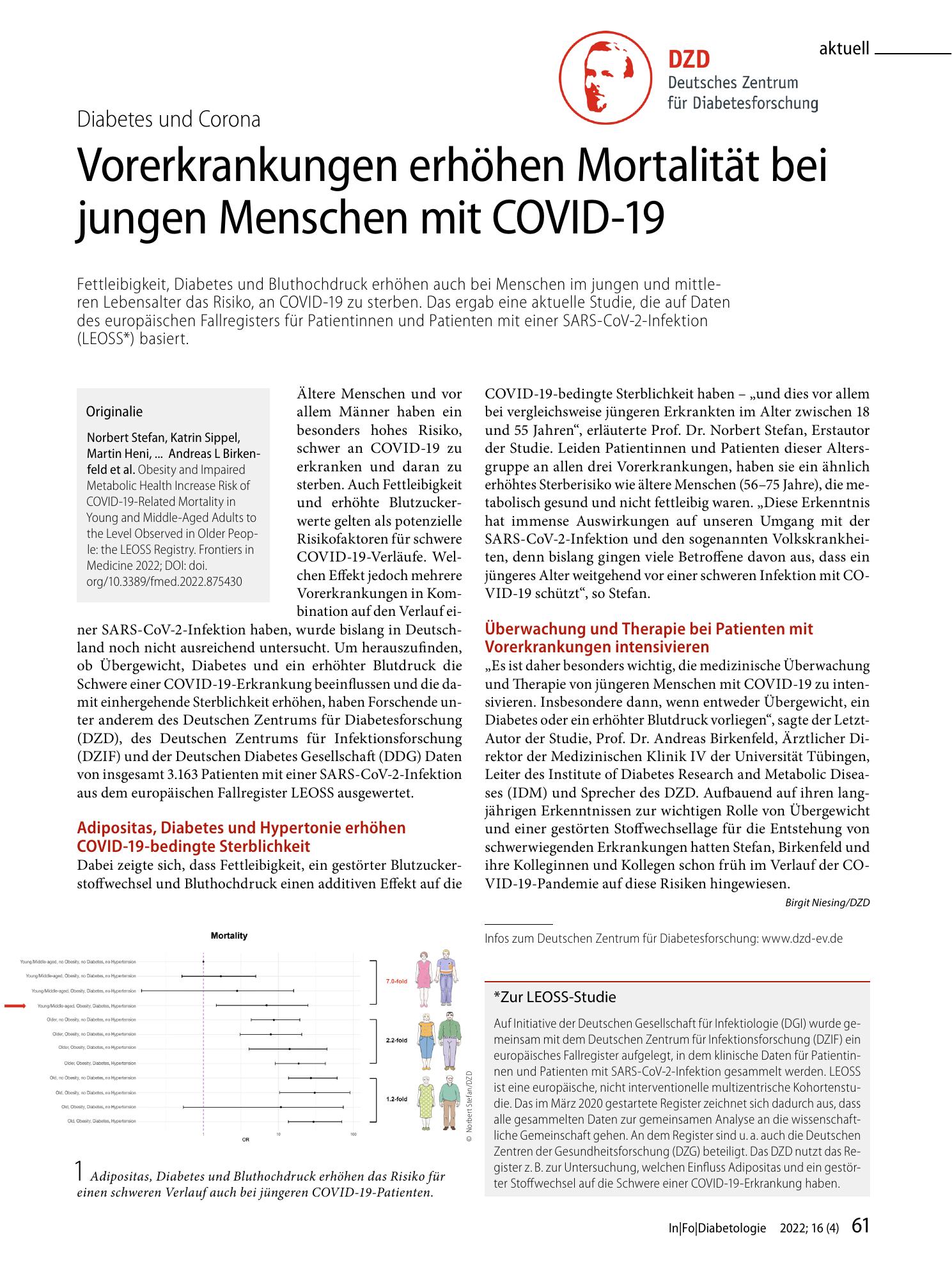 Vorschauseite 1: Vorerkrankungen erhöhen Mortalität bei jungen Menschen mit COVID-19