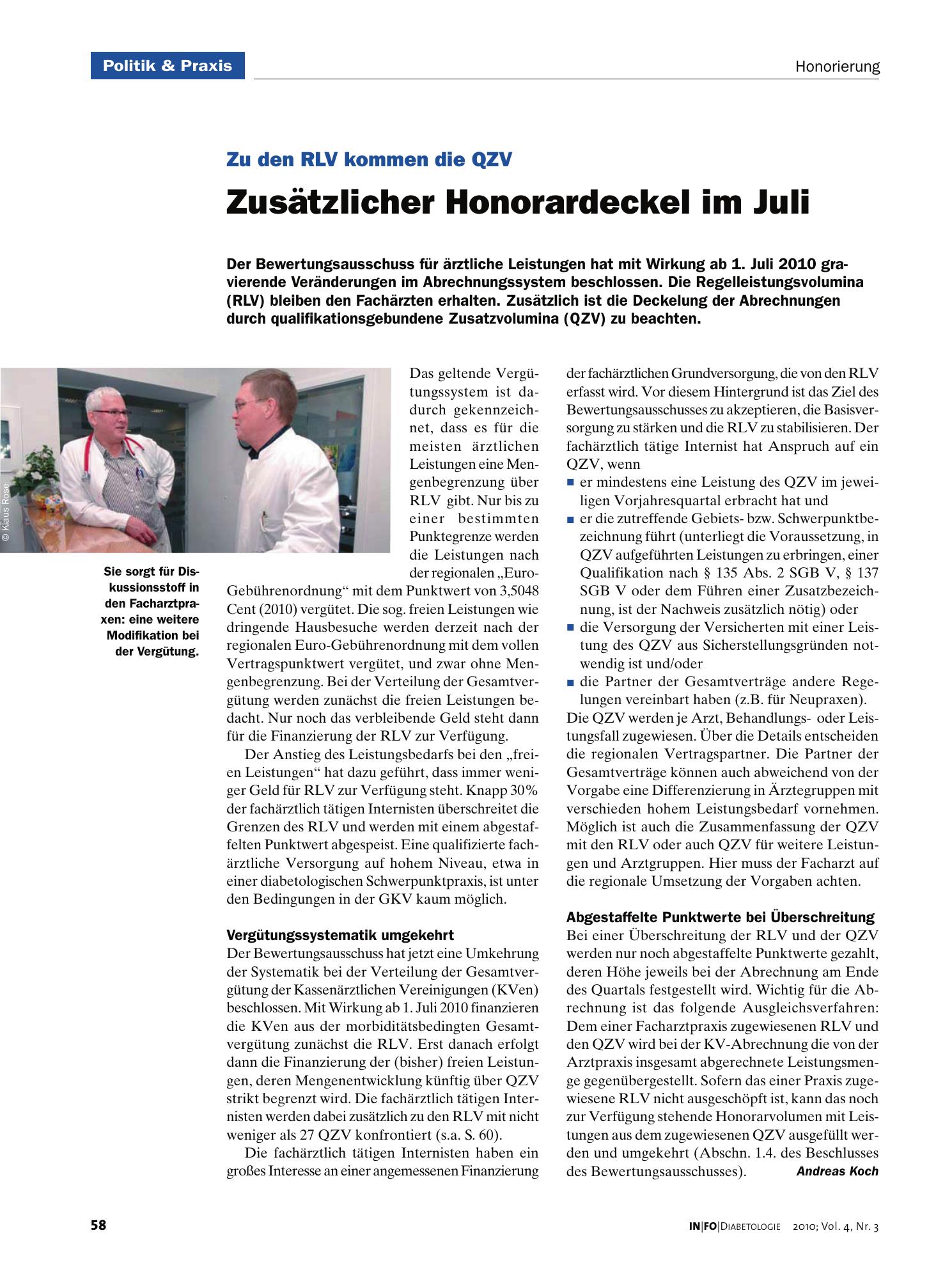 Vorschauseite 1: Zusätzlicher Honorardeckel im Juli