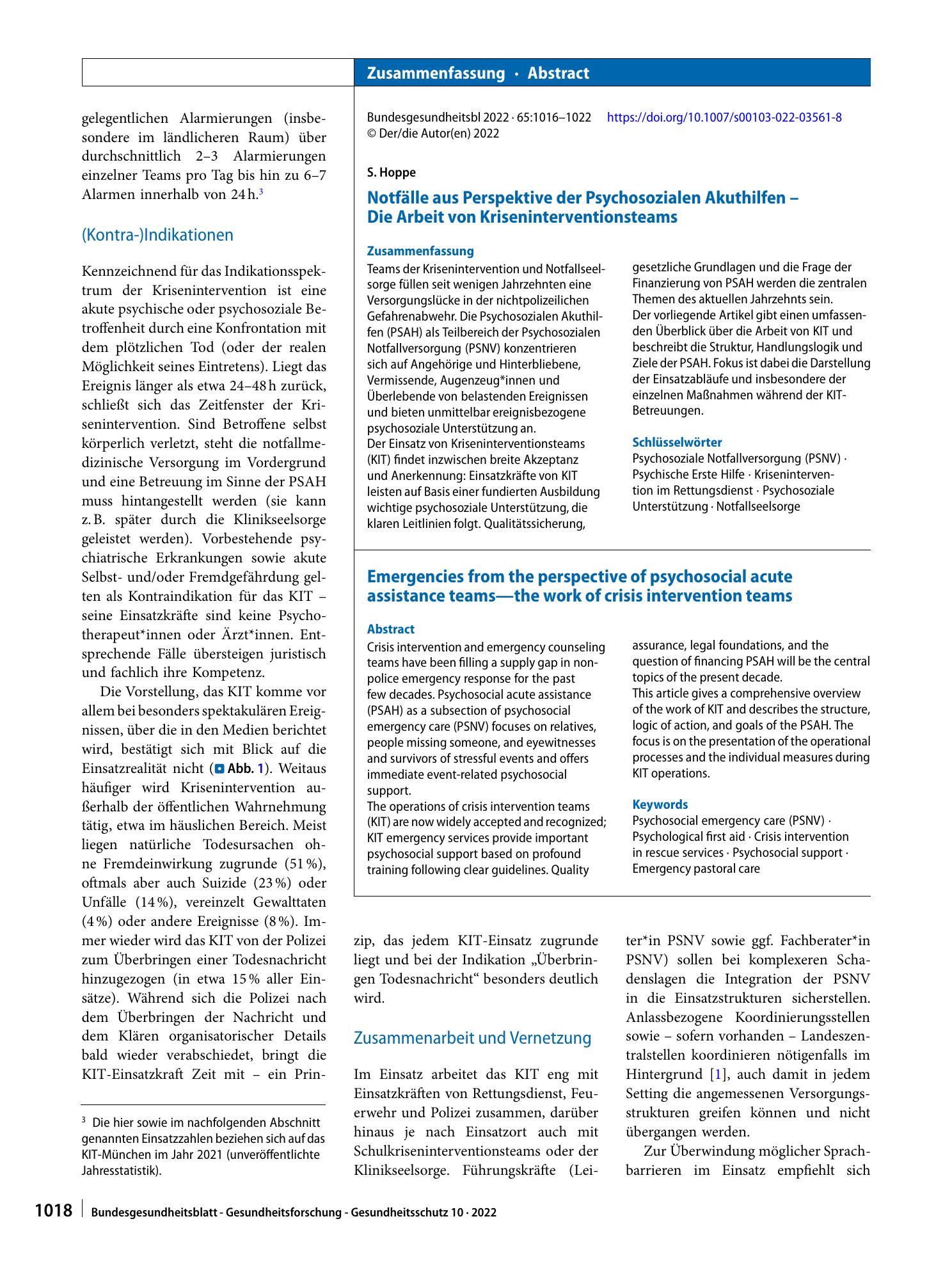 Vorschauseite 3: Notfälle aus Perspektive der Psychosozialen Akuthilfen – Die Arbeit von Kriseninterventionsteams