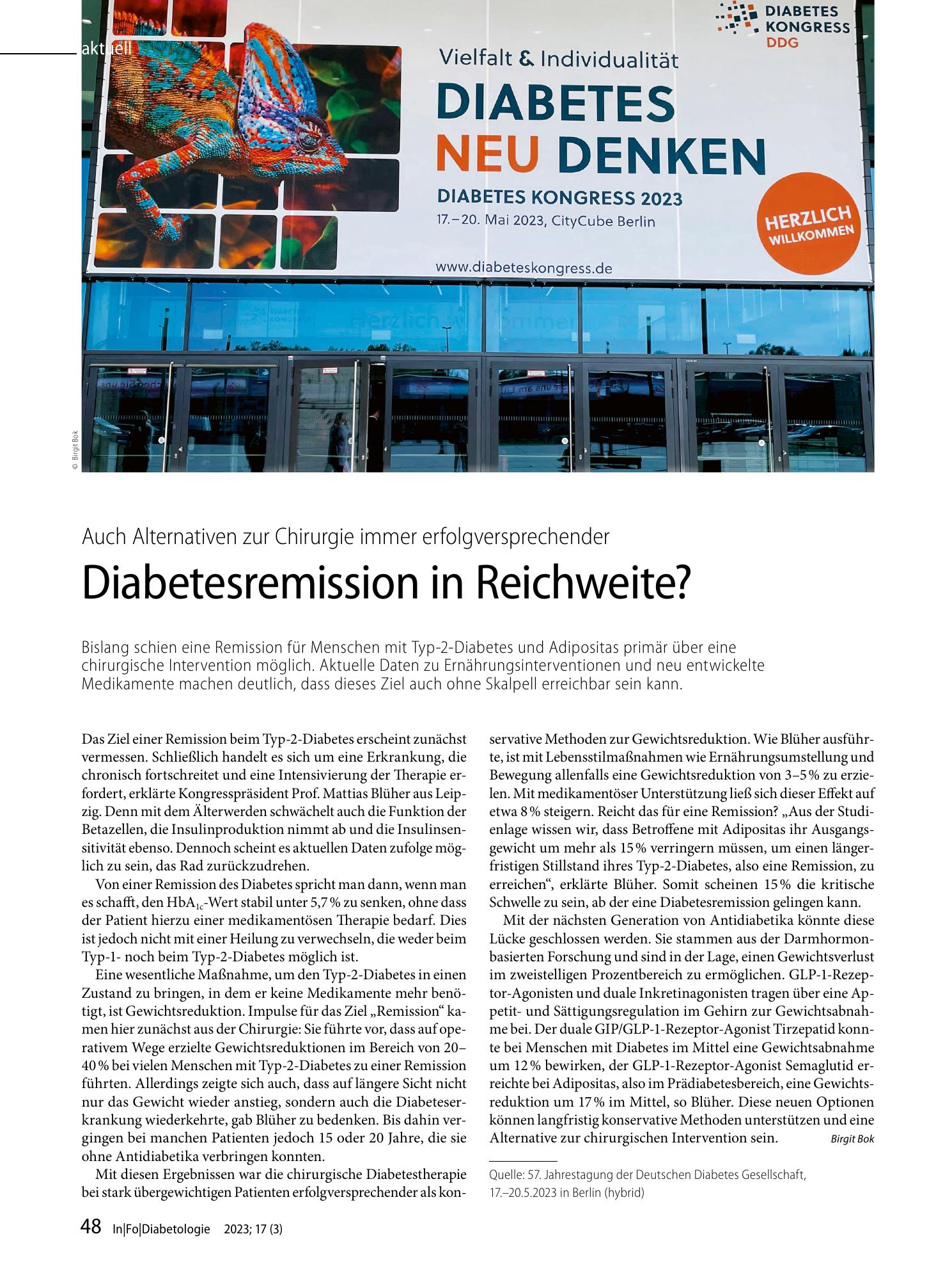 Vorschauseite 1: Diabetesremission in Reichweite?