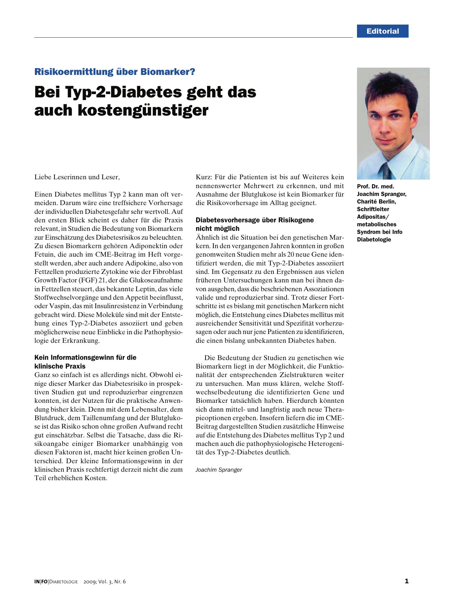 Vorschauseite 1: Bei Typ-2-Diabetes geht das auch kostengünstiger