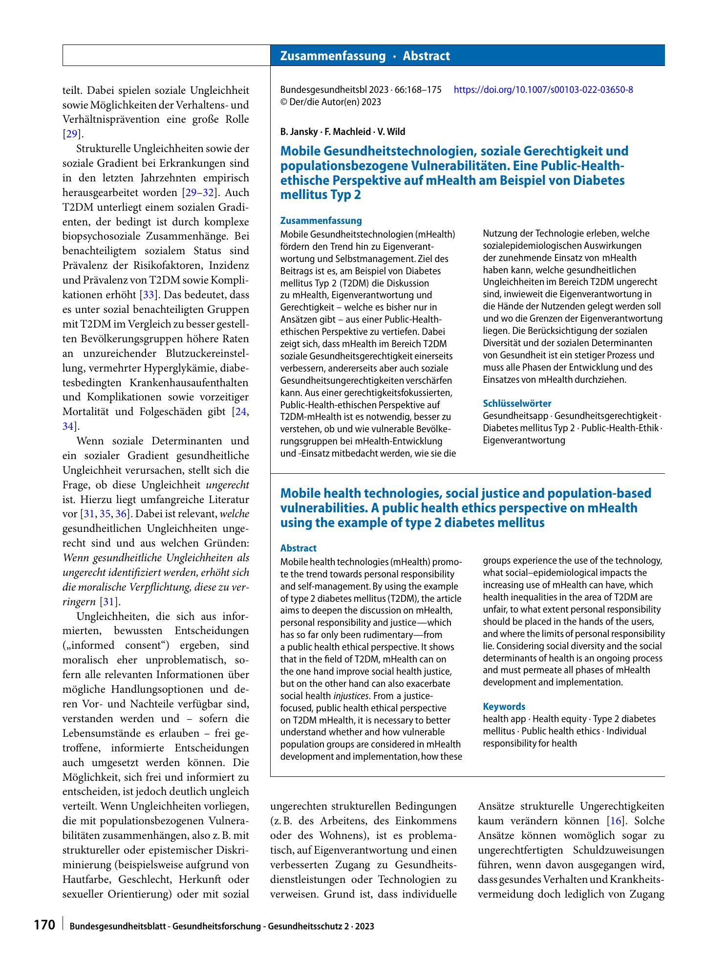 Vorschauseite 3: Mobile Gesundheitstechnologien, soziale Gerechtigkeit und populationsbezogene Vulnerabilitäten