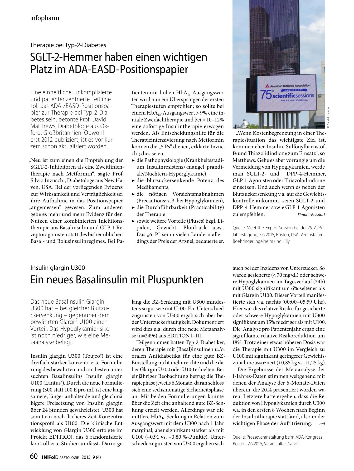 Vorschauseite 1: SGLT-2-Hemmer haben einen wichtigen Platz im ADA-EASD-Positionspapier