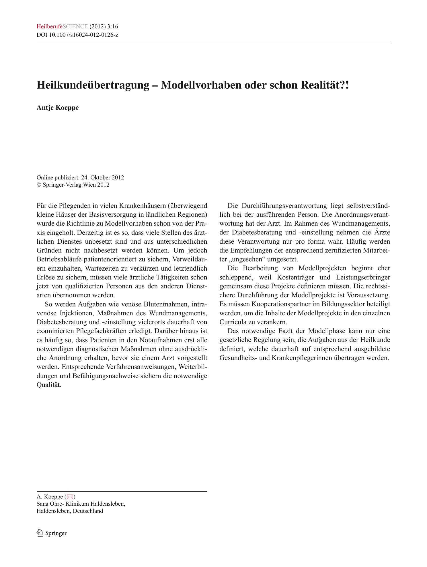 Vorschauseite 1: Heilkundeübertragung – Modellvorhaben oder schon Realität?!