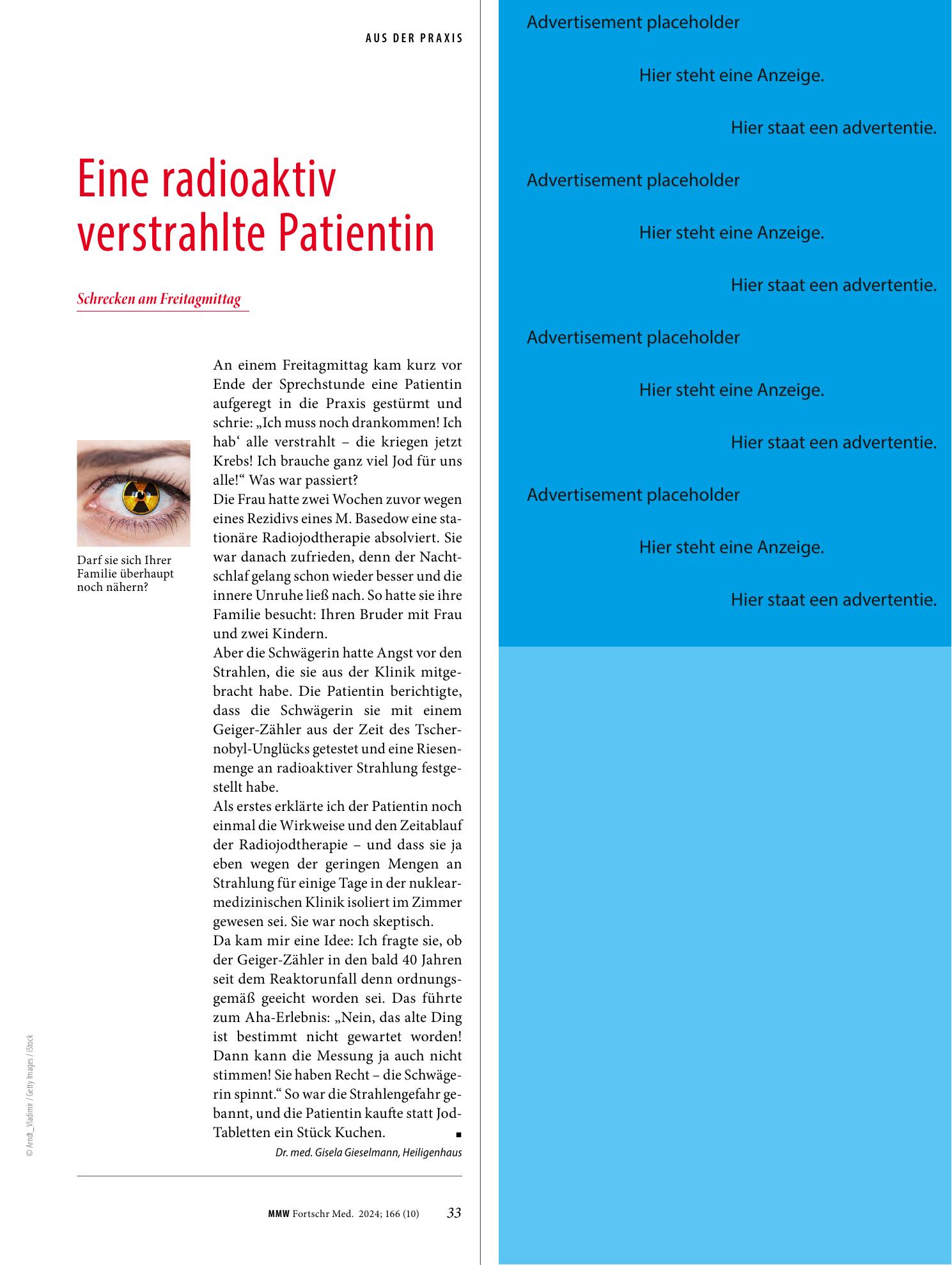 Vorschauseite 1: Eine radioaktiv verstrahlte Patientin