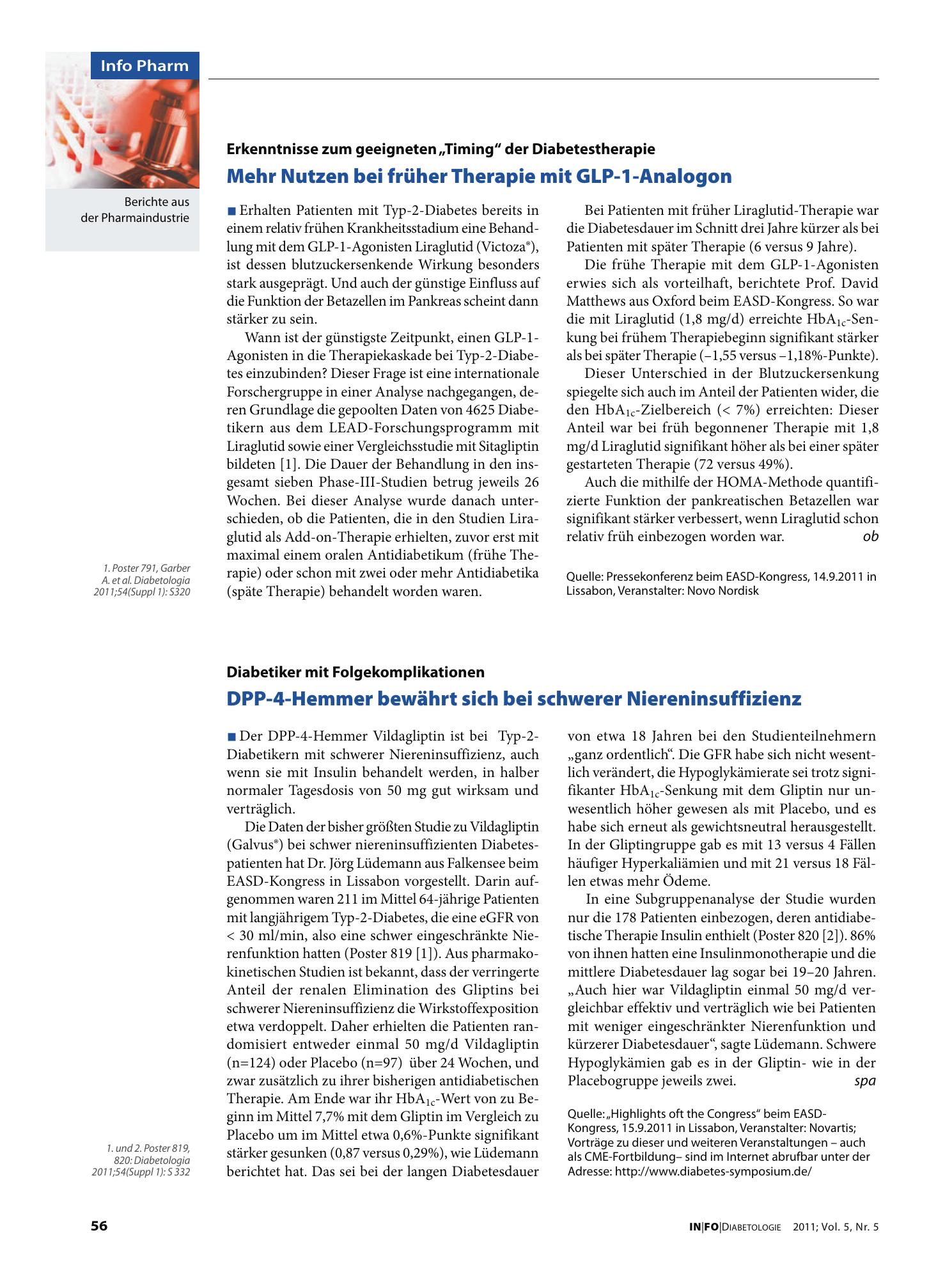 Vorschauseite 1: Mehr Nutzen bei früher Therapie mit GLP-1-Analogon