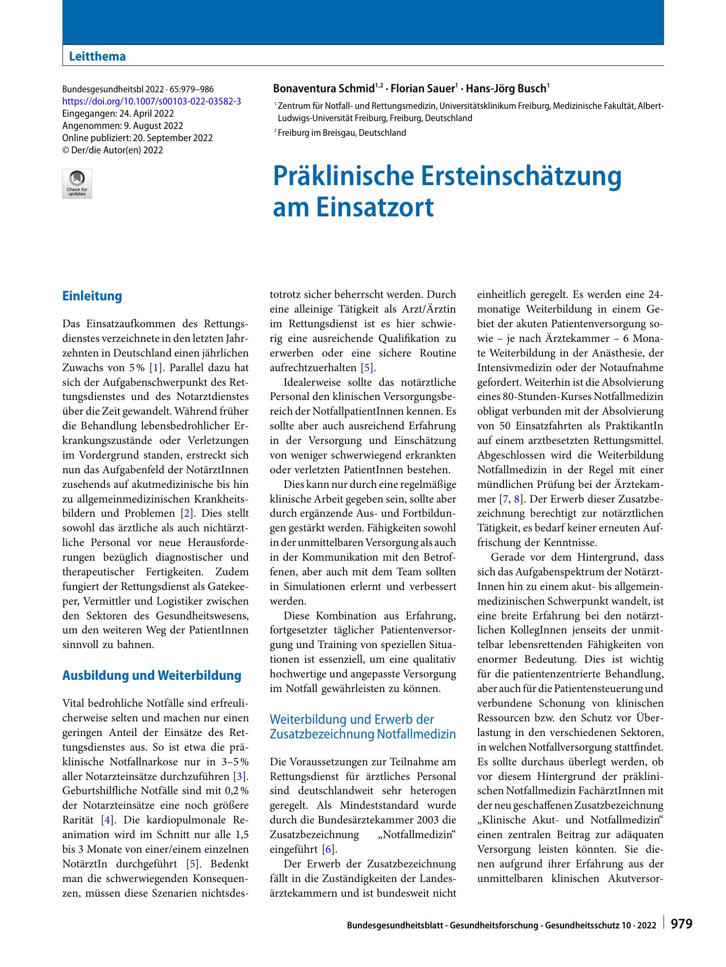 Vorschauseite 1: Präklinische Ersteinschätzung am Einsatzort