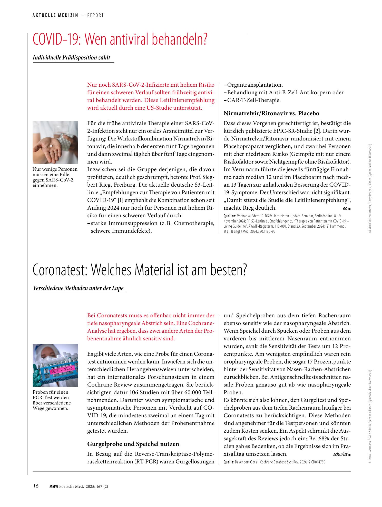 Vorschauseite 1: COVID-19: Wen antiviral behandeln?