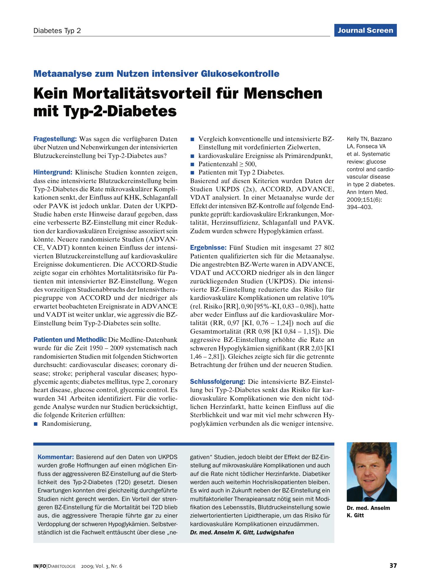 Vorschauseite 1: Kein Mortalitätsvorteil für Menschen mit Typ-2-Diabetes