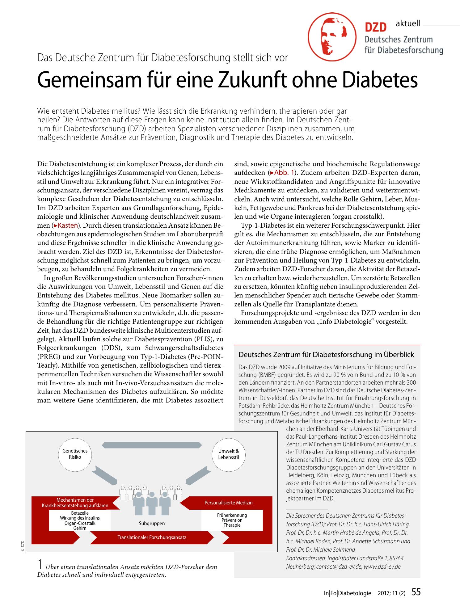 Vorschauseite 1: Gemeinsam für eine Zukunft ohne Diabetes
