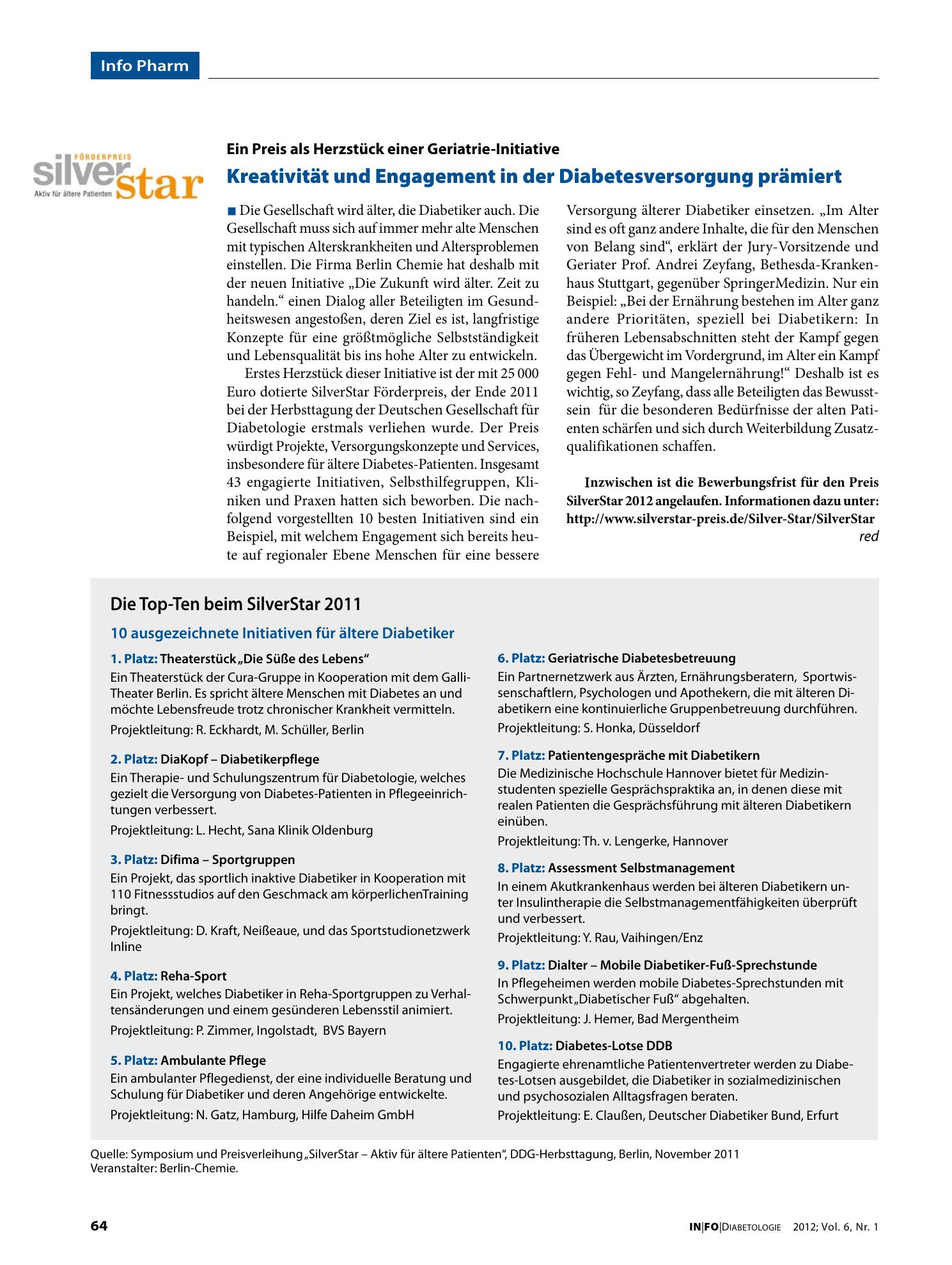Vorschauseite 1: Kreativität und Engagement in der Diabetesversorgung prämiert
