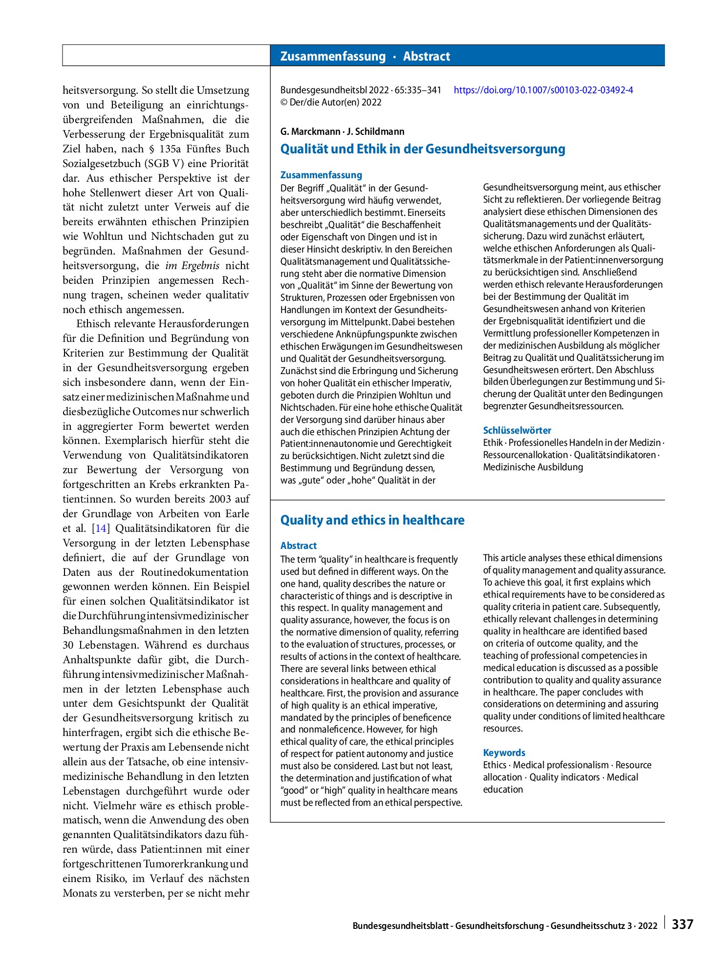 Vorschauseite 3: Qualität und Ethik in der Gesundheitsversorgung