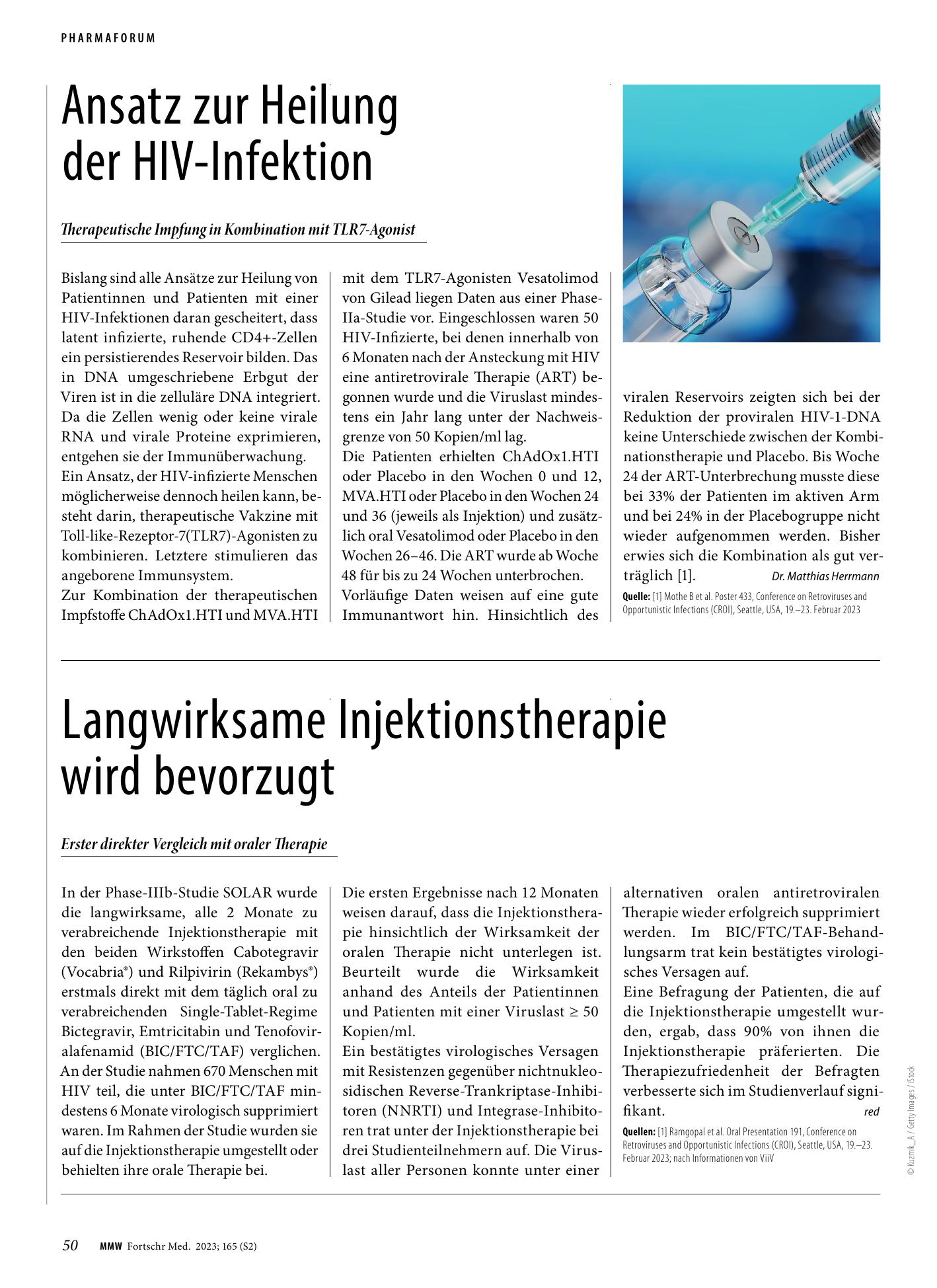 Vorschauseite 1: Langwirksame Injektionstherapie wird bevorzugt