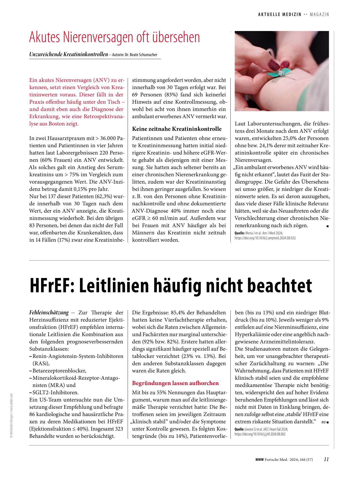 Vorschauseite 1: HFrEF: Leitlinien häufig nicht beachtet