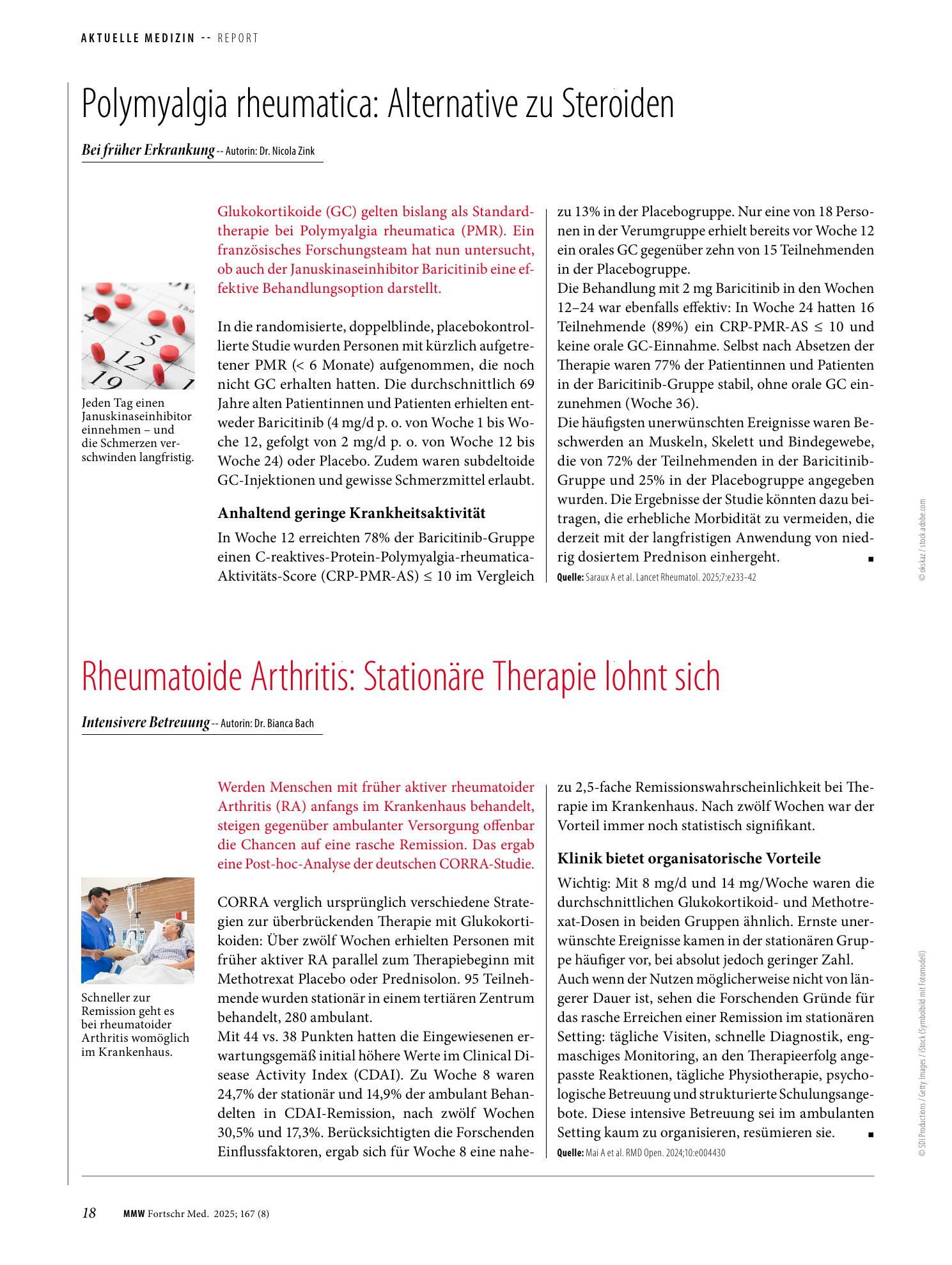 Vorschauseite 1: Rheumatoide Arthritis: Stationäre Therapie lohnt sich
